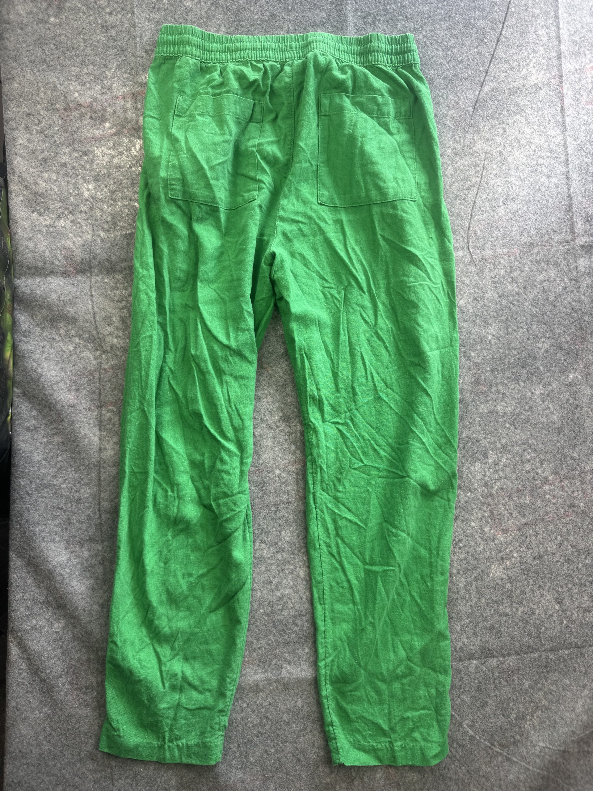 M&S Bright Green Linen Blend Drawstring Trousers UK 14 Regular image 5
