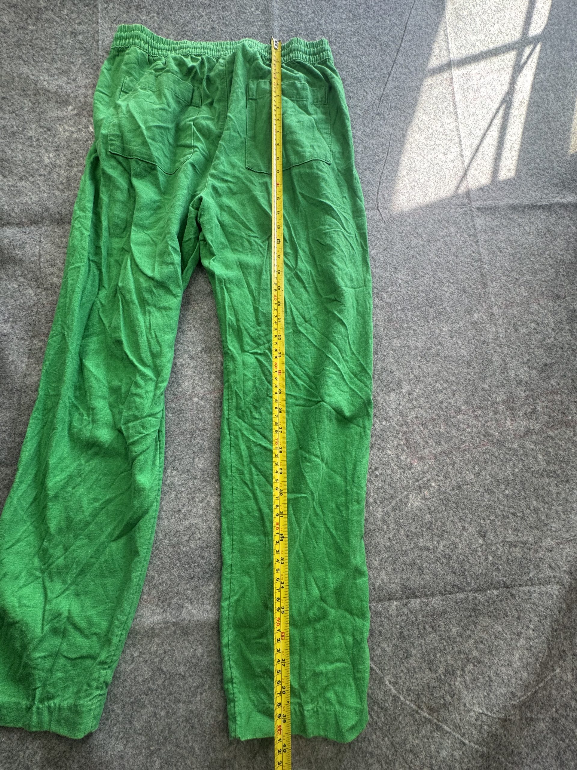 M&S Bright Green Linen Blend Drawstring Trousers UK 14 Regular image 6
