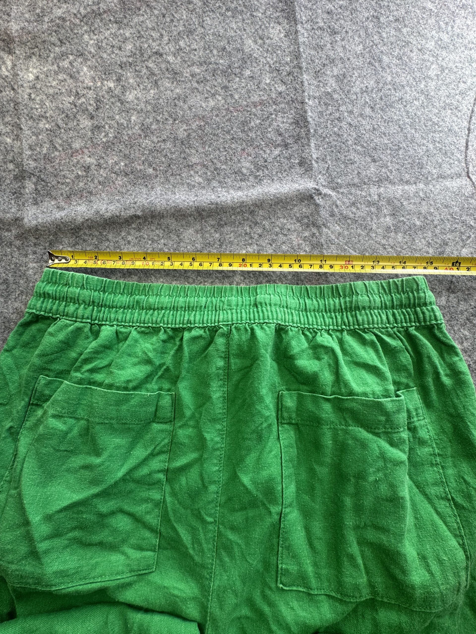 M&S Bright Green Linen Blend Drawstring Trousers UK 14 Regular image 7