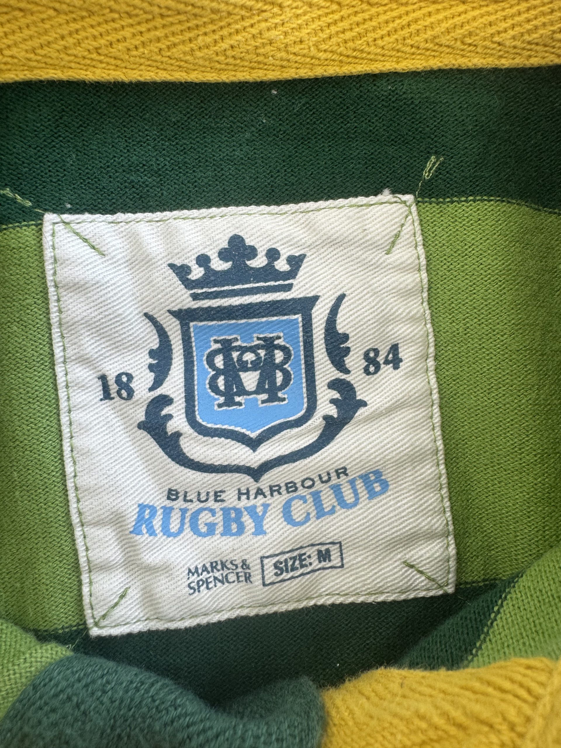 Marks & Spencer Green & Lime Rugby Shirt Medium White Collar image 3