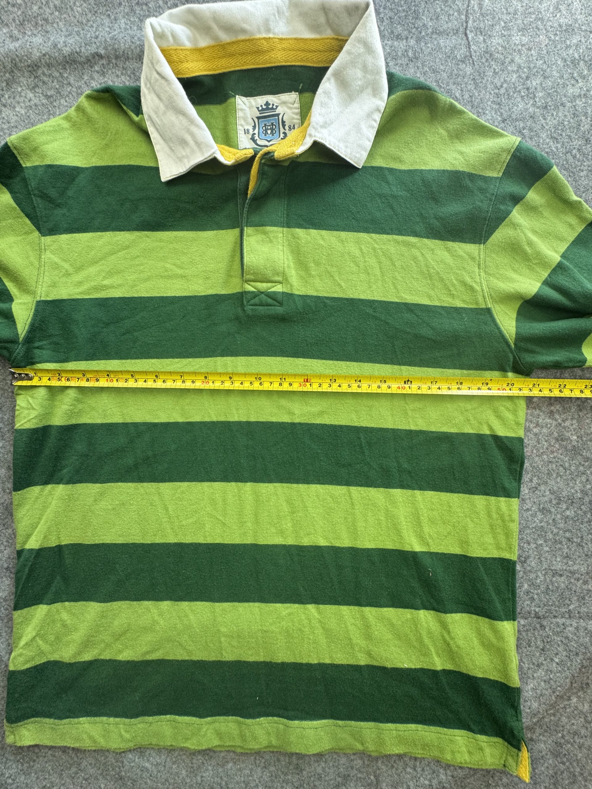 Marks & Spencer Green & Lime Rugby Shirt Medium White Collar image 6