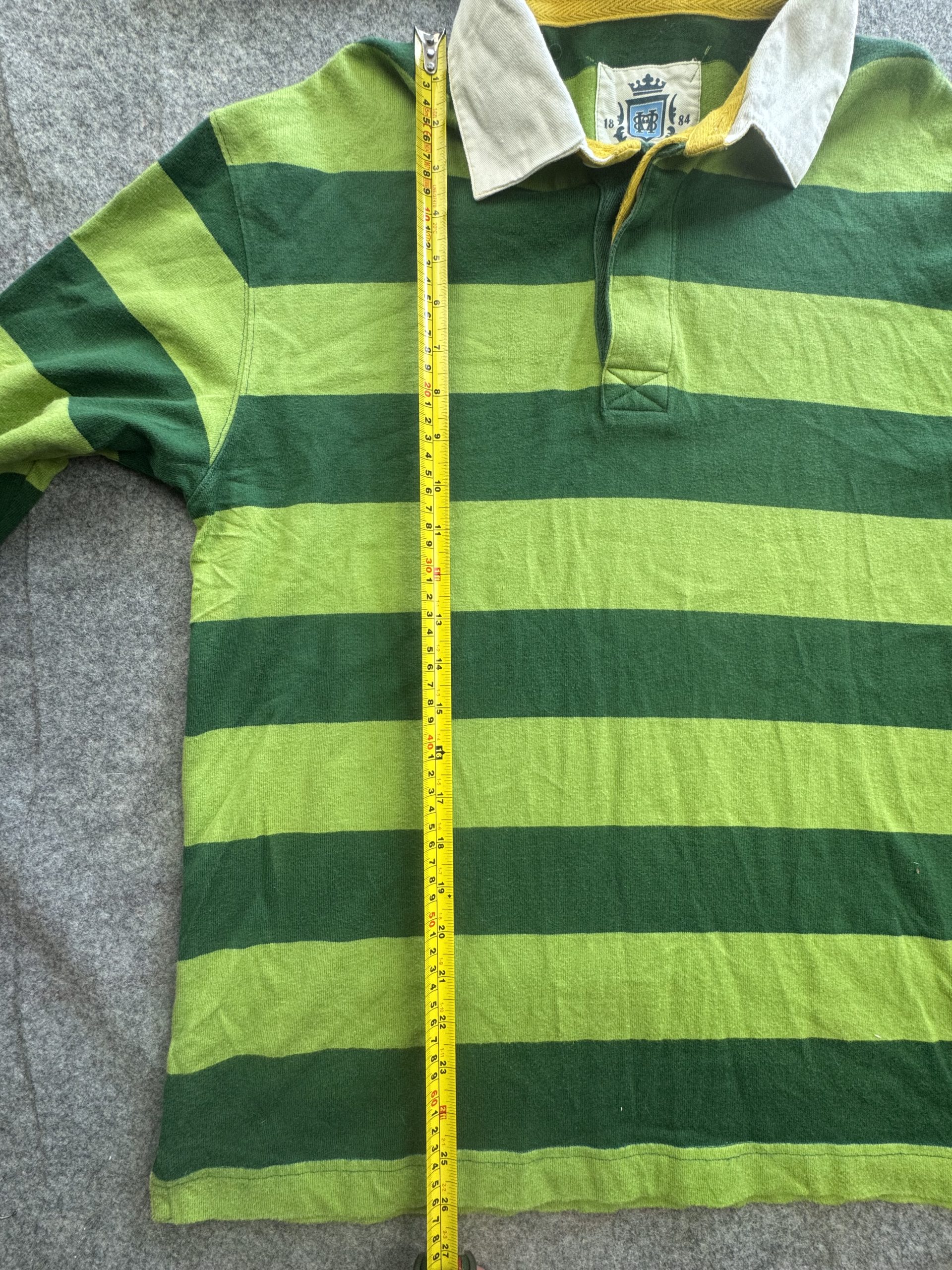 Marks & Spencer Green & Lime Rugby Shirt Medium White Collar image 7