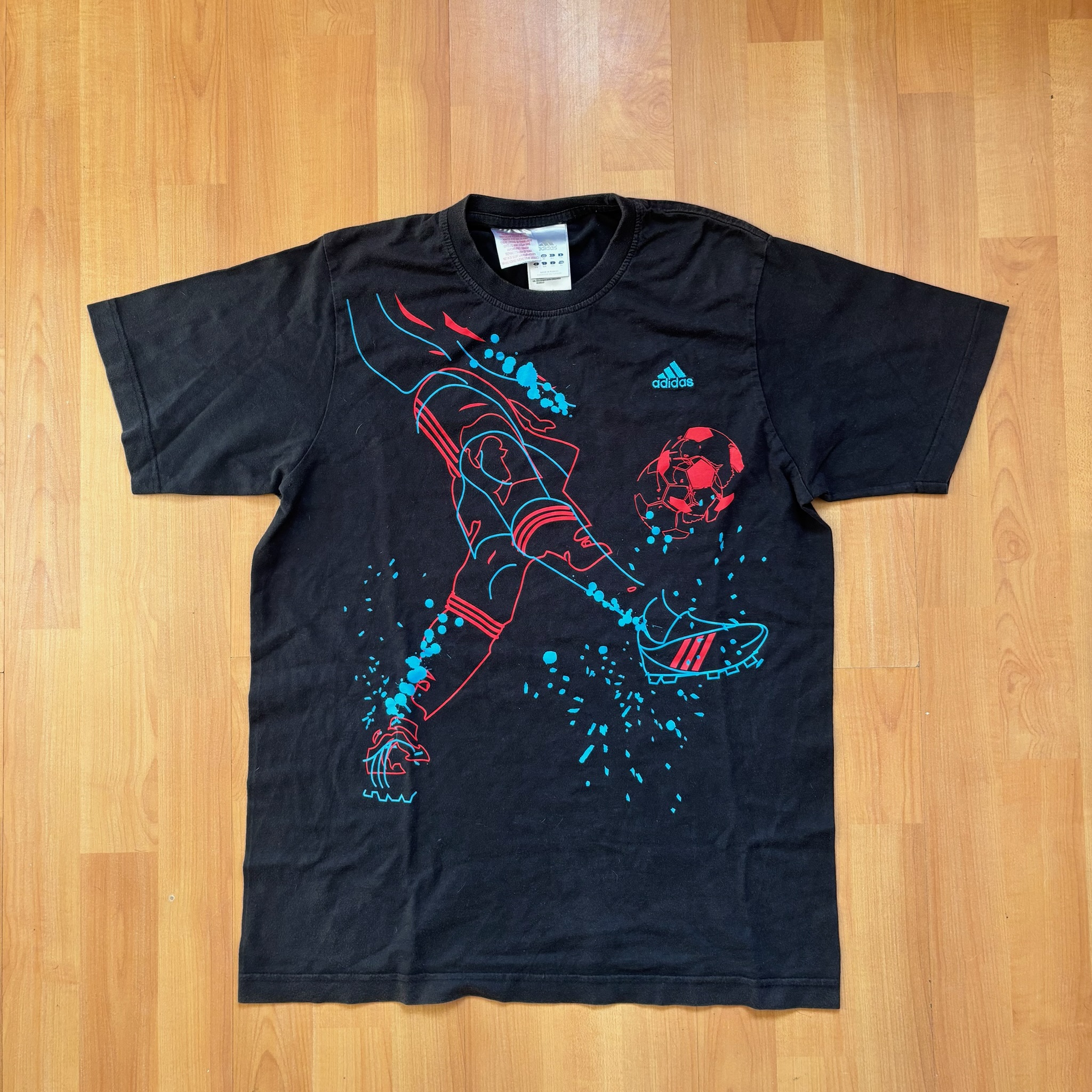 Adidas Black & Red & Blue Soccer Graphic T-Shirt
