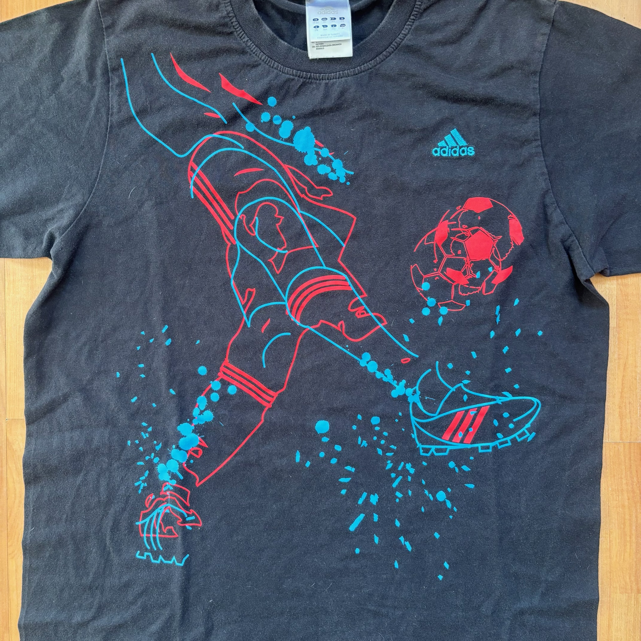 Adidas Black & Red & Blue Soccer Graphic T-Shirt image 3