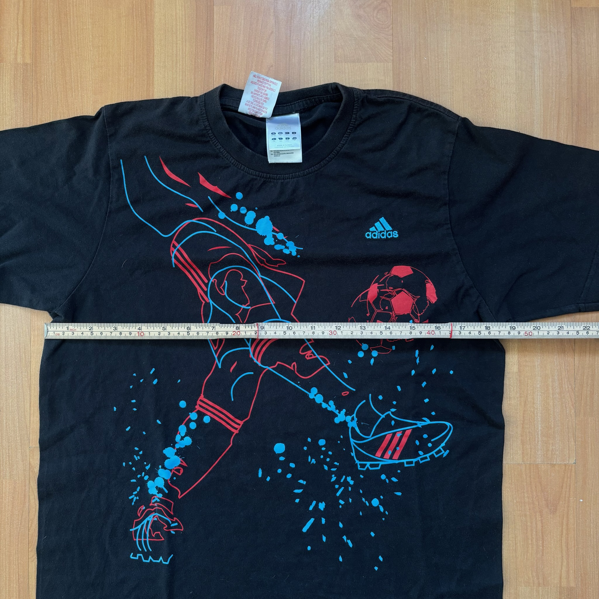 Adidas Black & Red & Blue Soccer Graphic T-Shirt image 4