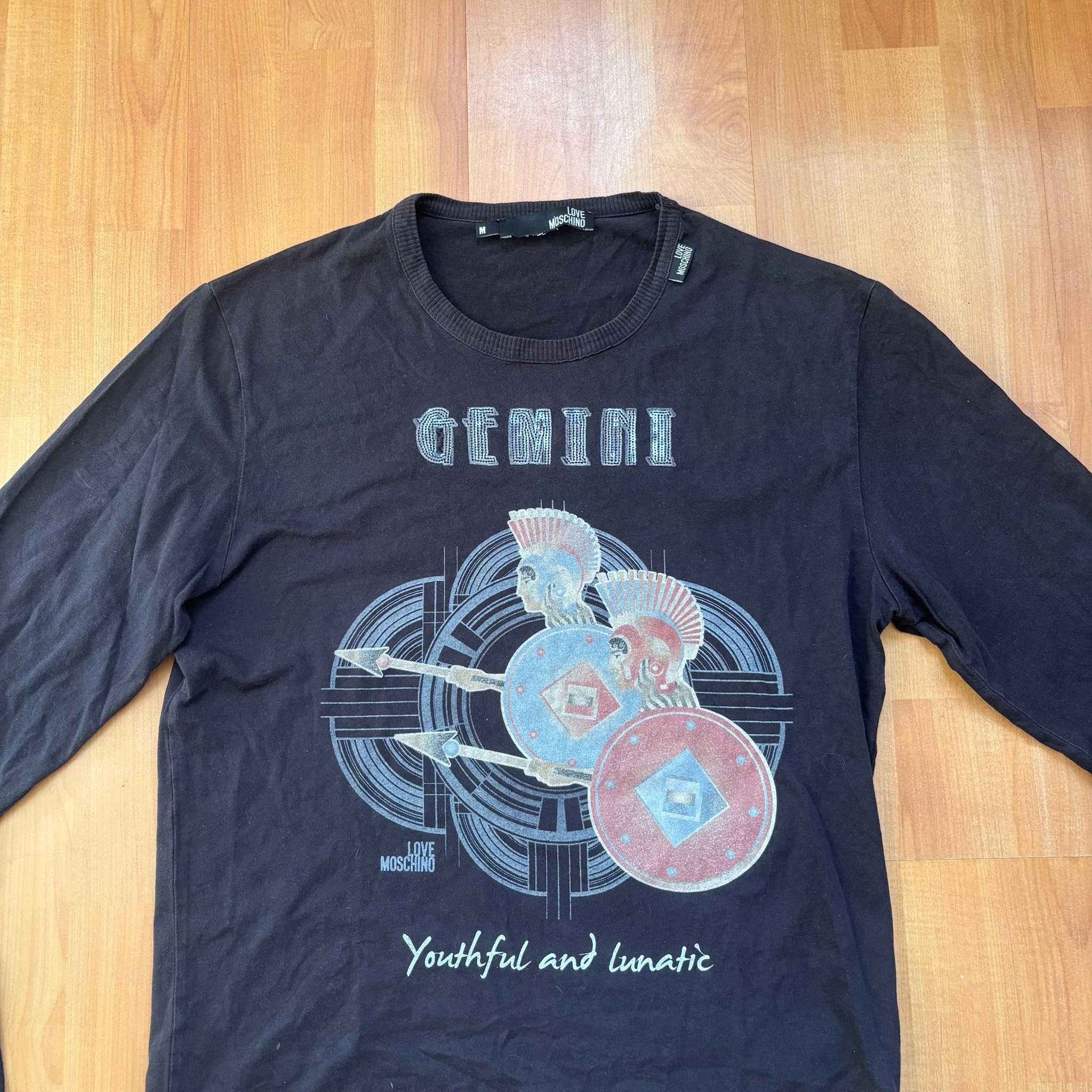 Love Moschino Black Gemini Graphic Long Sleeve T-Shirt Medium