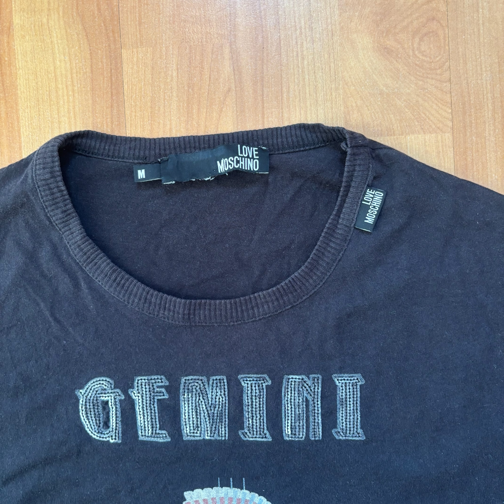 Love Moschino Black Gemini Graphic Long Sleeve T-Shirt Medium image 2