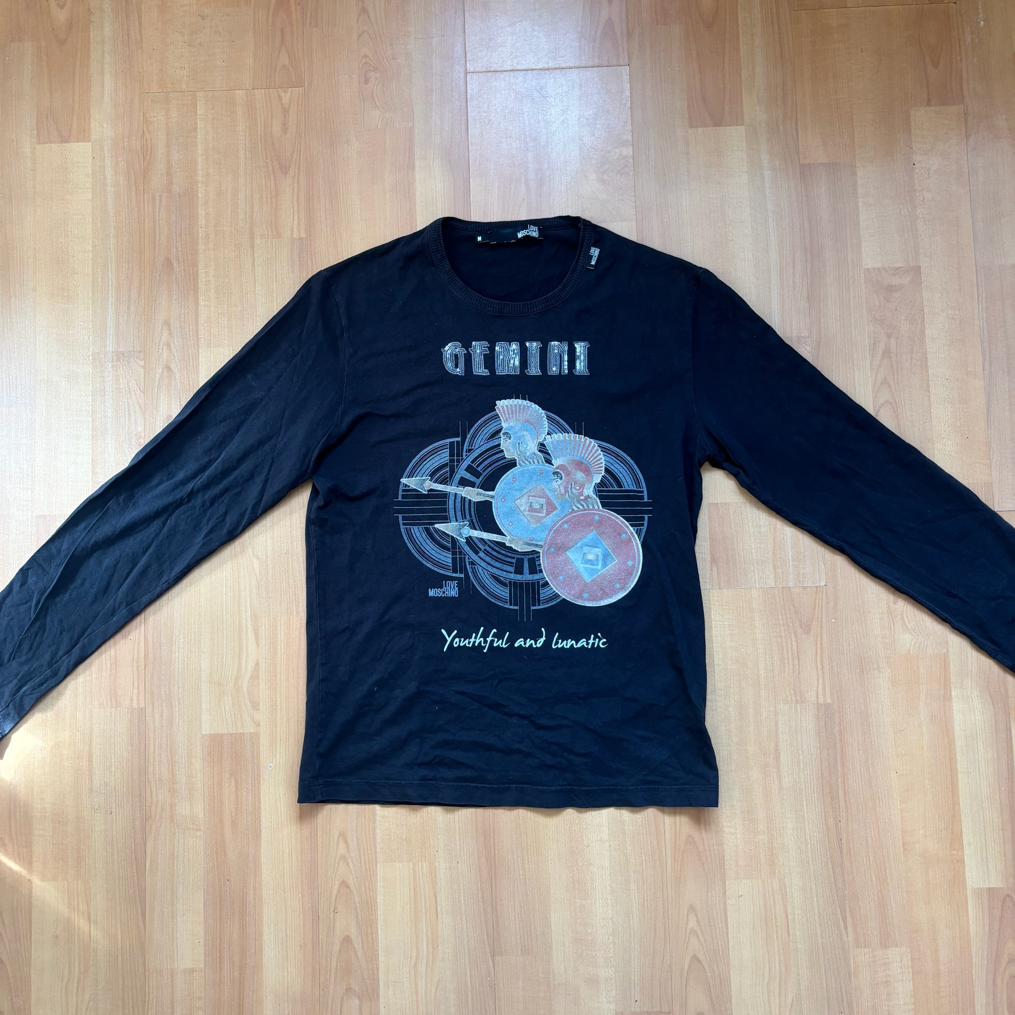 Love Moschino Black Gemini Graphic Long Sleeve T-Shirt Medium image 3