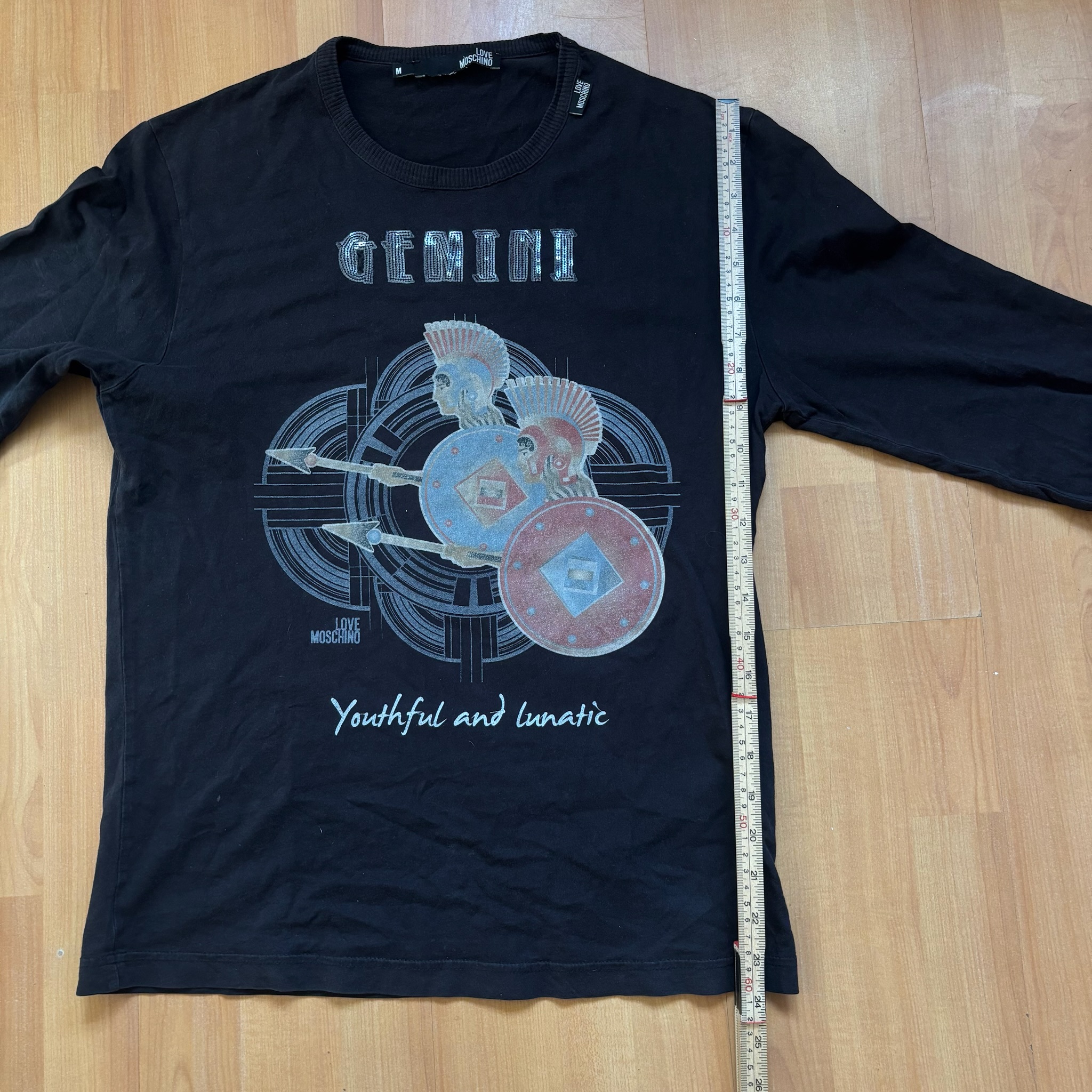 Love Moschino Black Gemini Graphic Long Sleeve T-Shirt Medium image 5