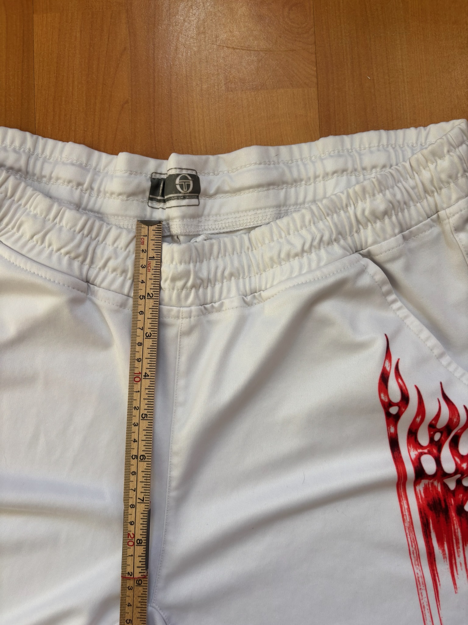 Sergio Tacchini White & Red Flame Tennis Shorts M Polyester image 7