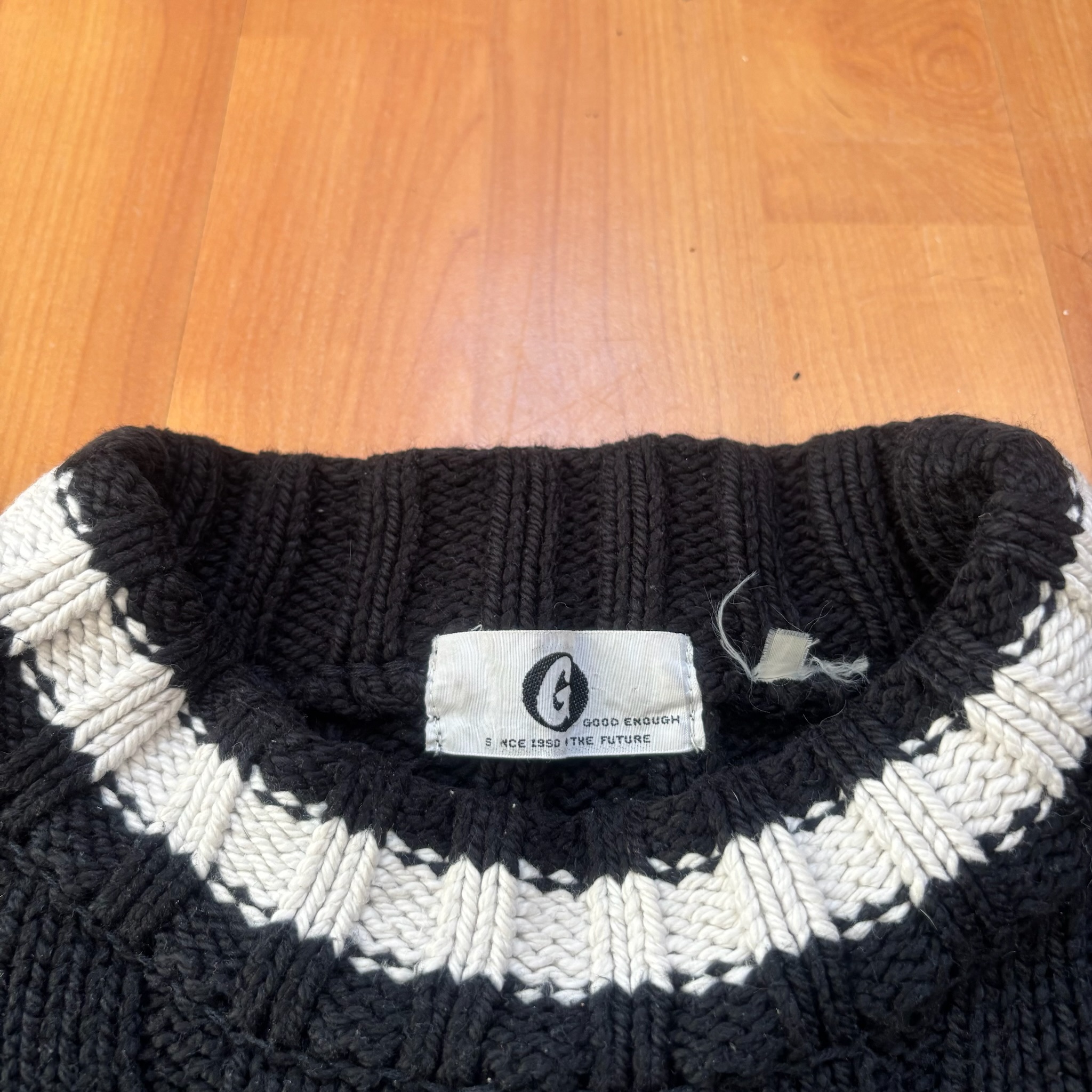 Goodenough GDEH Black & White Heavyweight Knitted Fisherman Sweater image 2