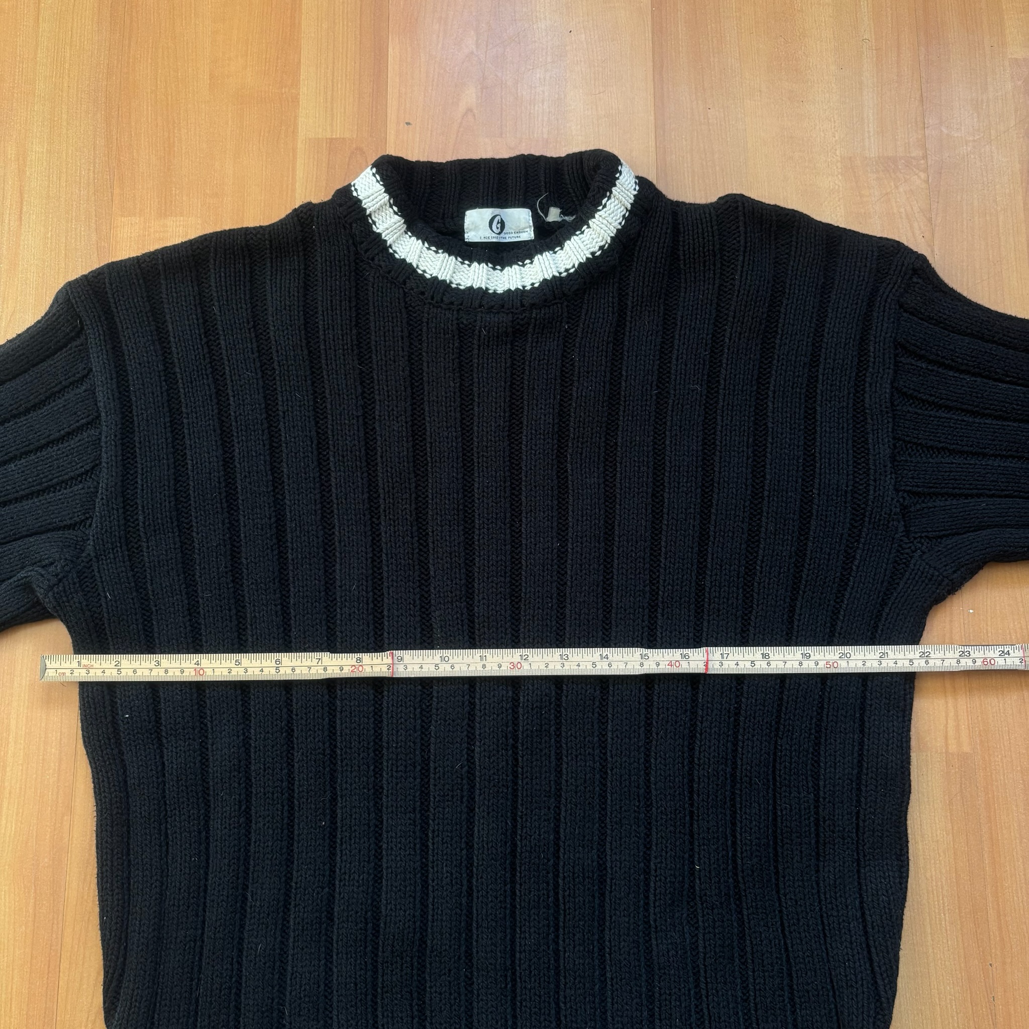 Goodenough GDEH Black & White Heavyweight Knitted Fisherman Sweater image 3