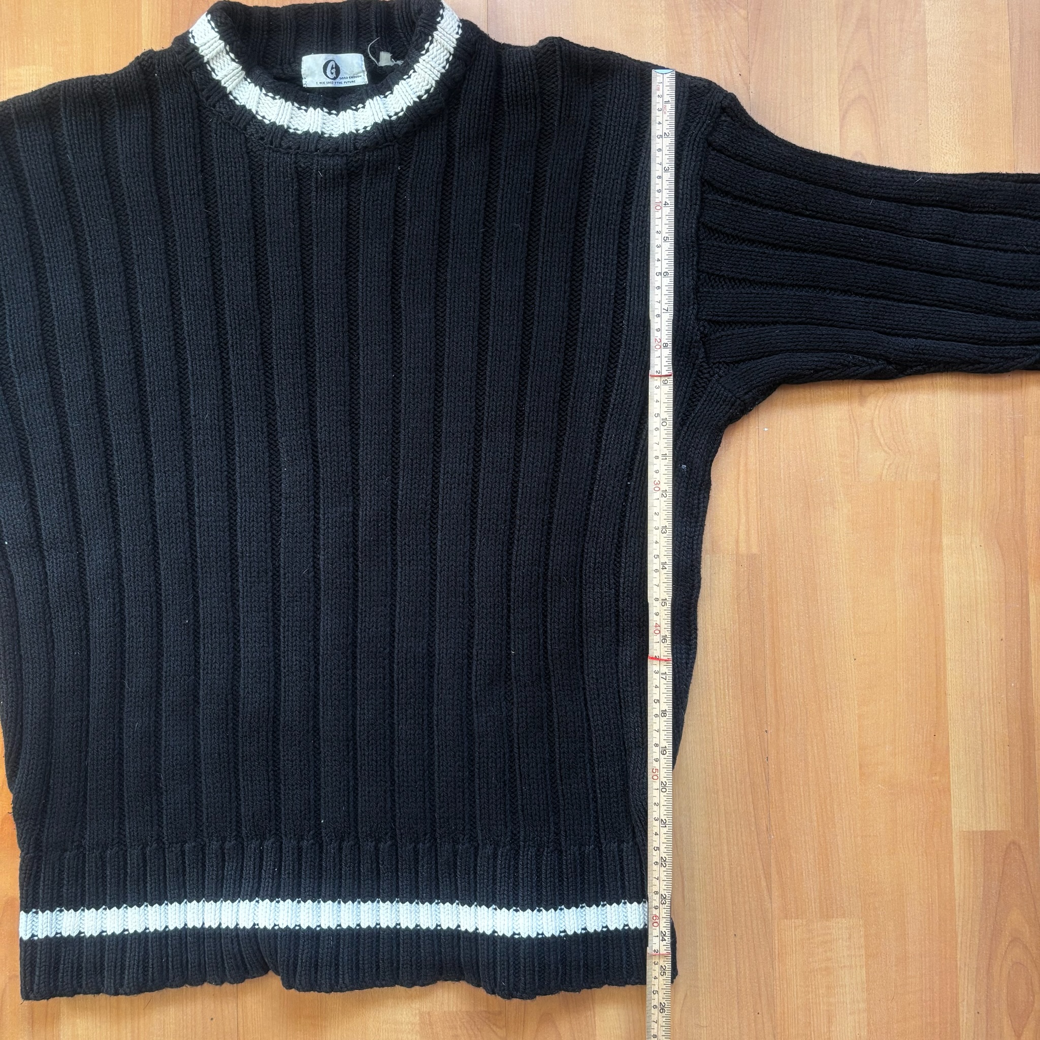 Goodenough GDEH Black & White Heavyweight Knitted Fisherman Sweater image 4
