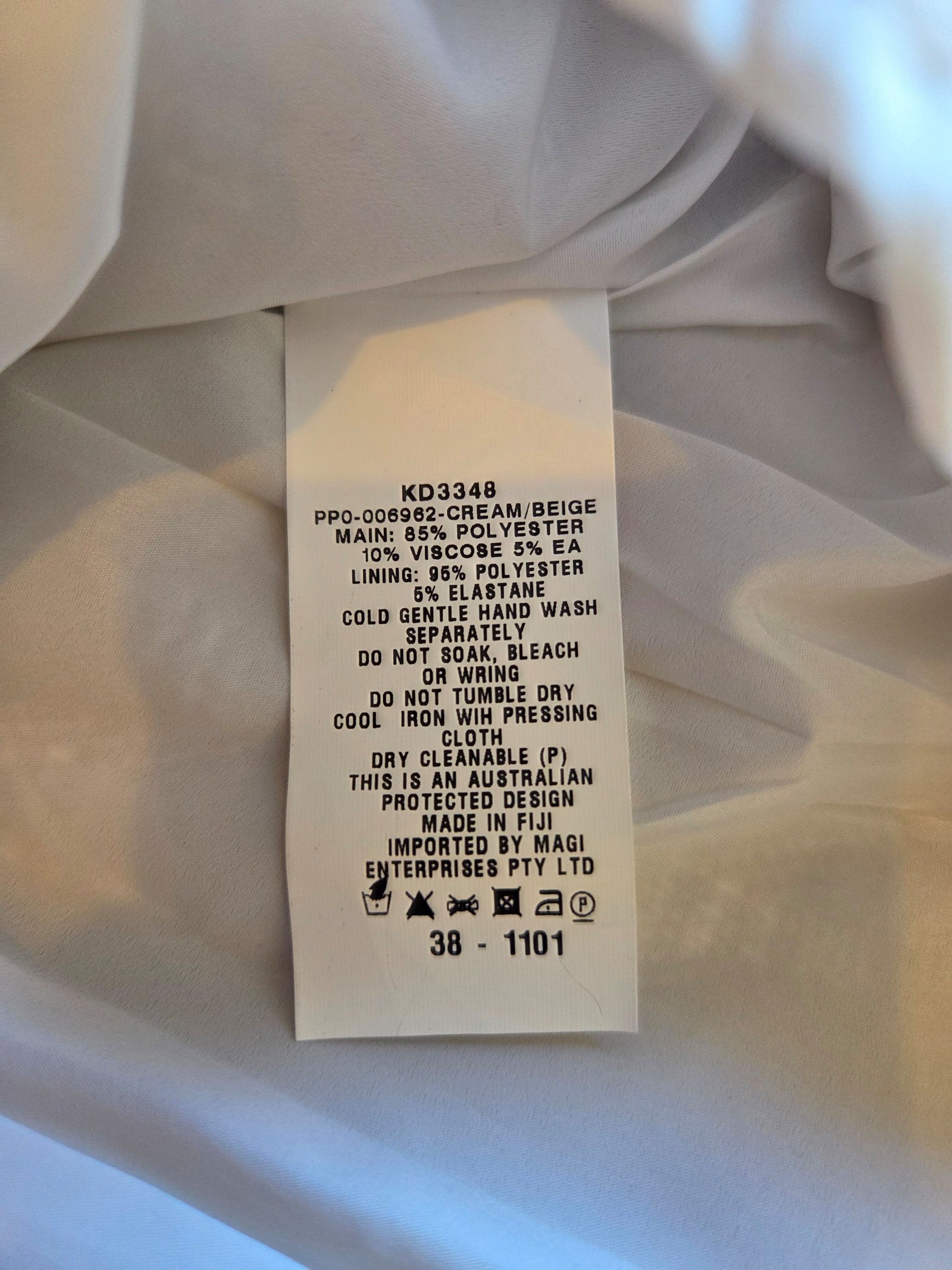 Kookai Cream & Beige Textured Puff Sleeve Dress Size 38 image 4