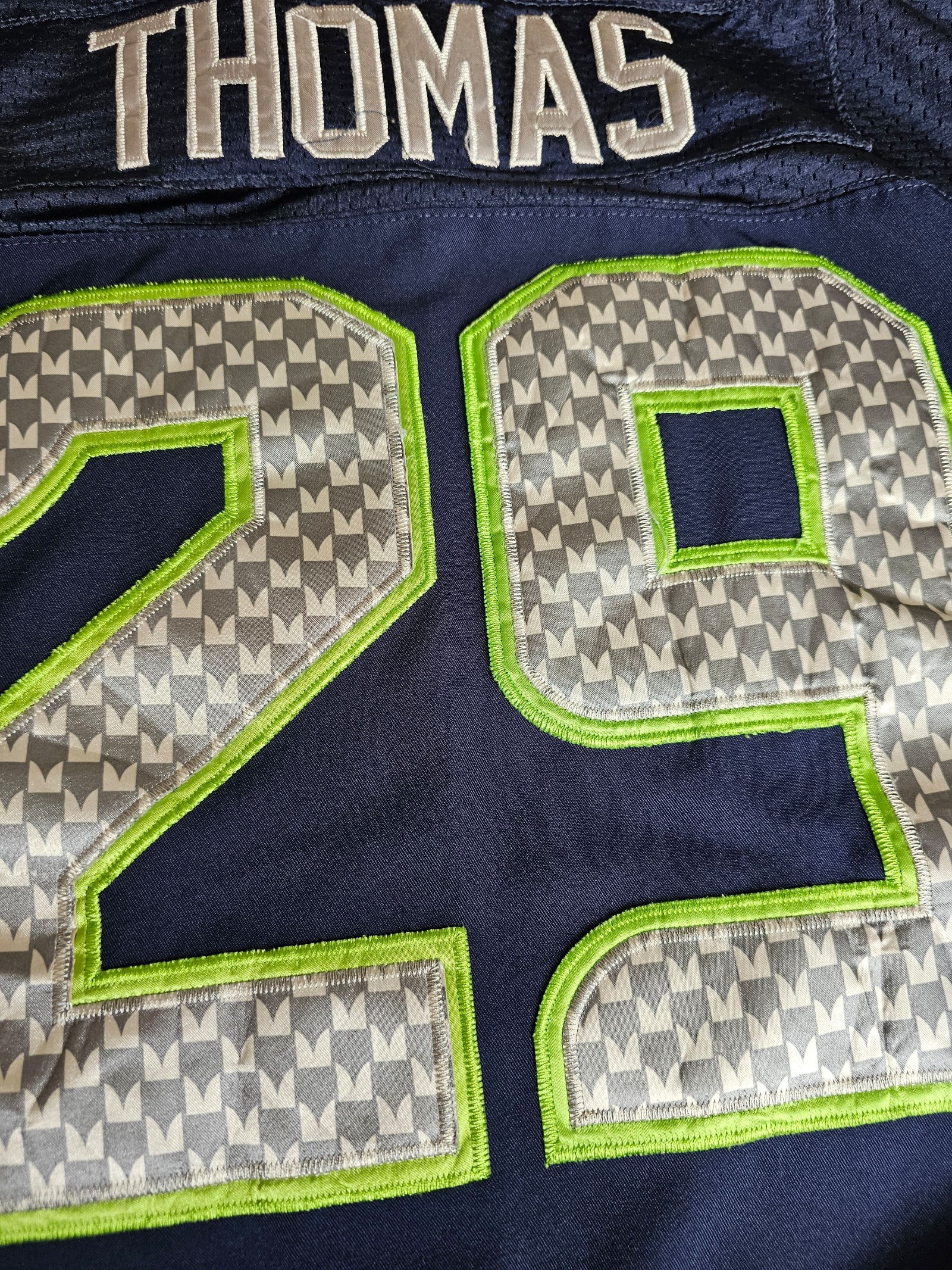 Nike Navy & Green Earl Thomas Seattle Seahawks NFL Jersey Size 48 XL image 8