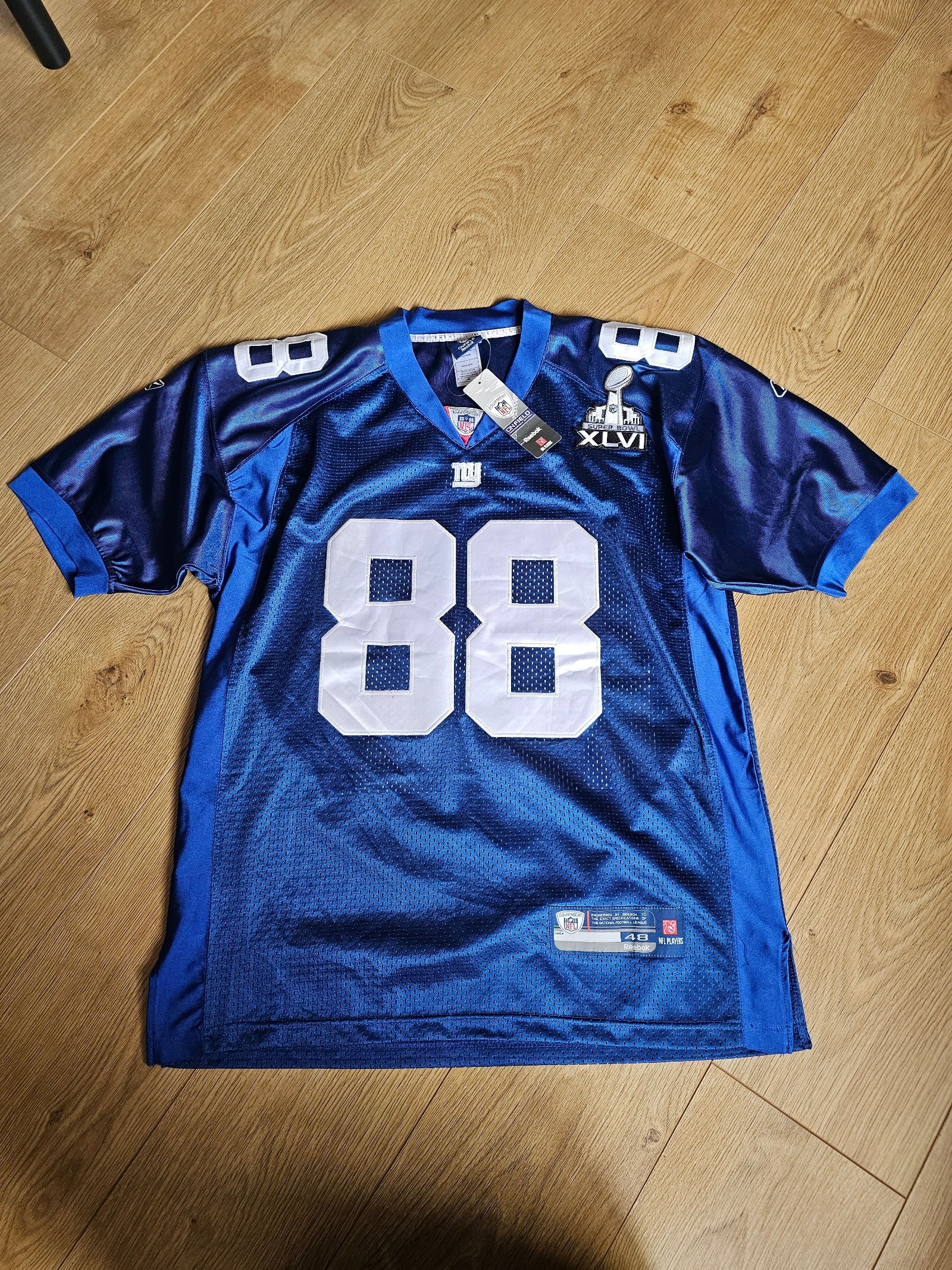 Reebok Blue NFL Super Bowl NY Giants Jersey Size 48 Large Men Hakeem Nicks
