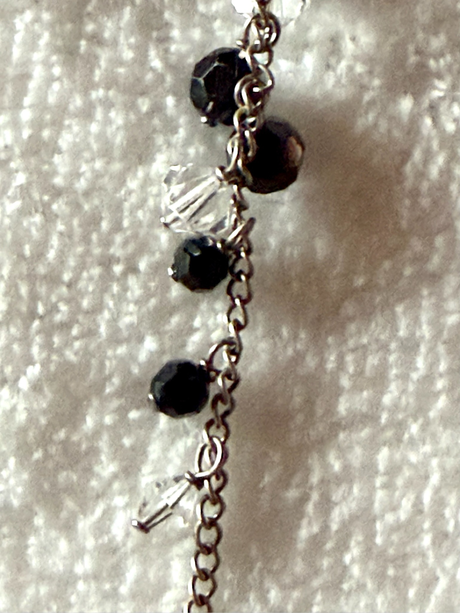Black & Clear Beaded Dangle Earrings 8 cm image 3