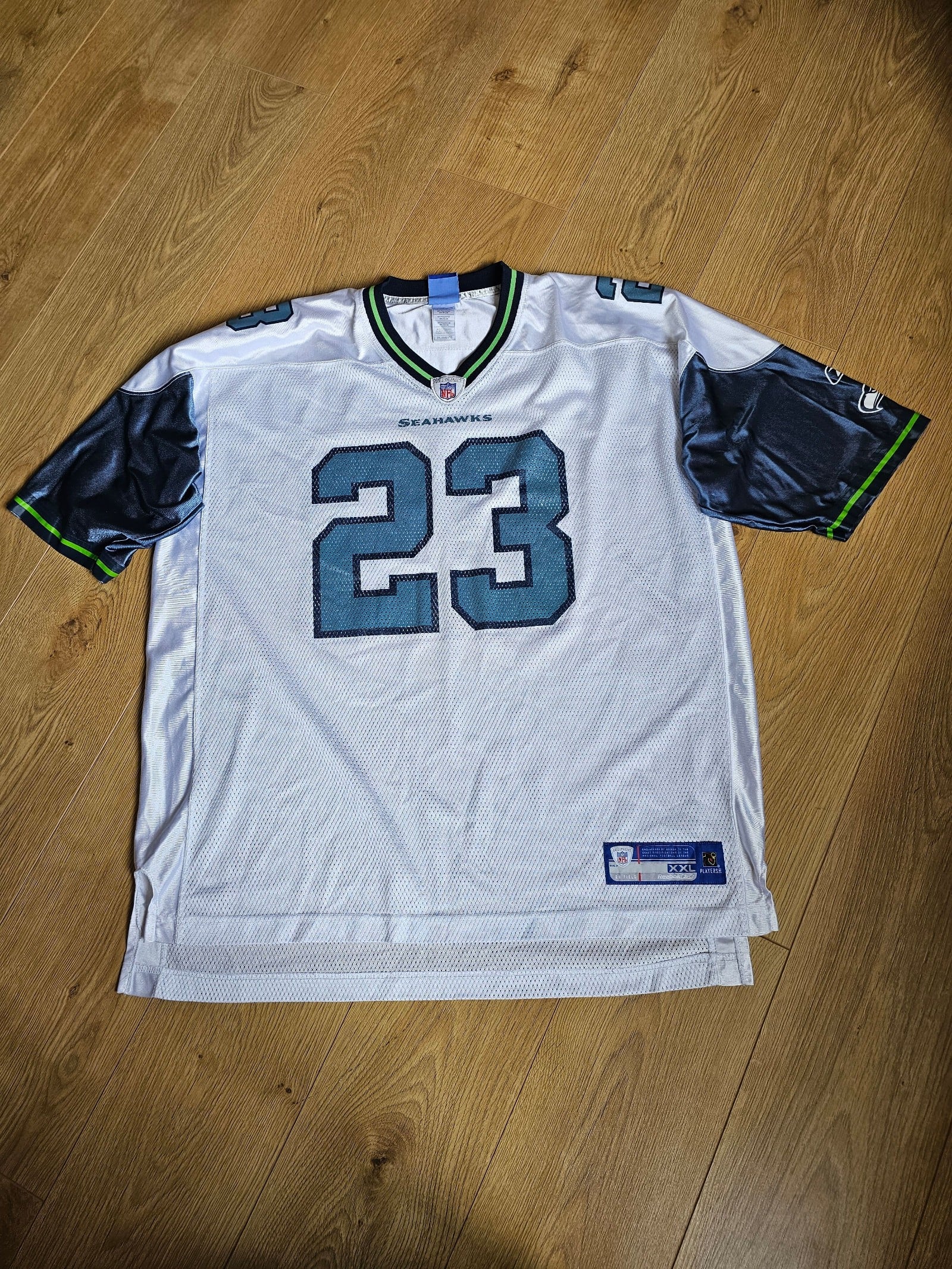 Reebok Marcus Trufant White & Navy Seattle Seahawks NFL Player Jersey 2XL
