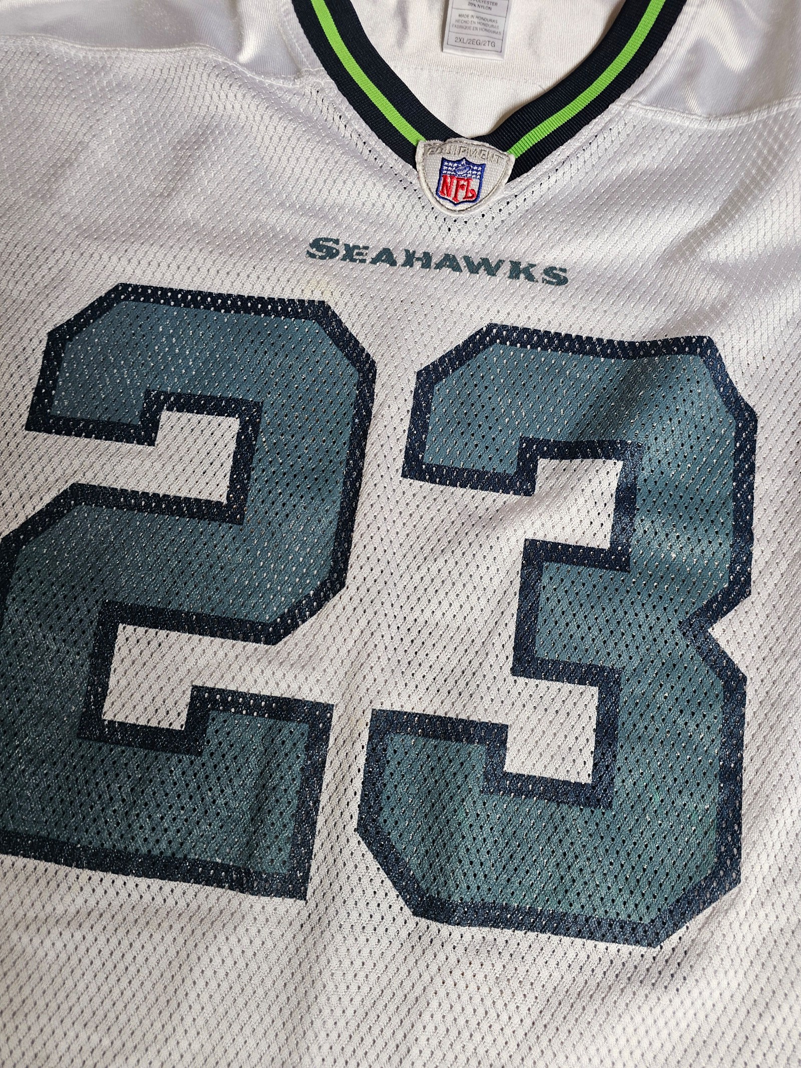 Reebok Marcus Trufant White & Navy Seattle Seahawks NFL Player Jersey 2XL image 3