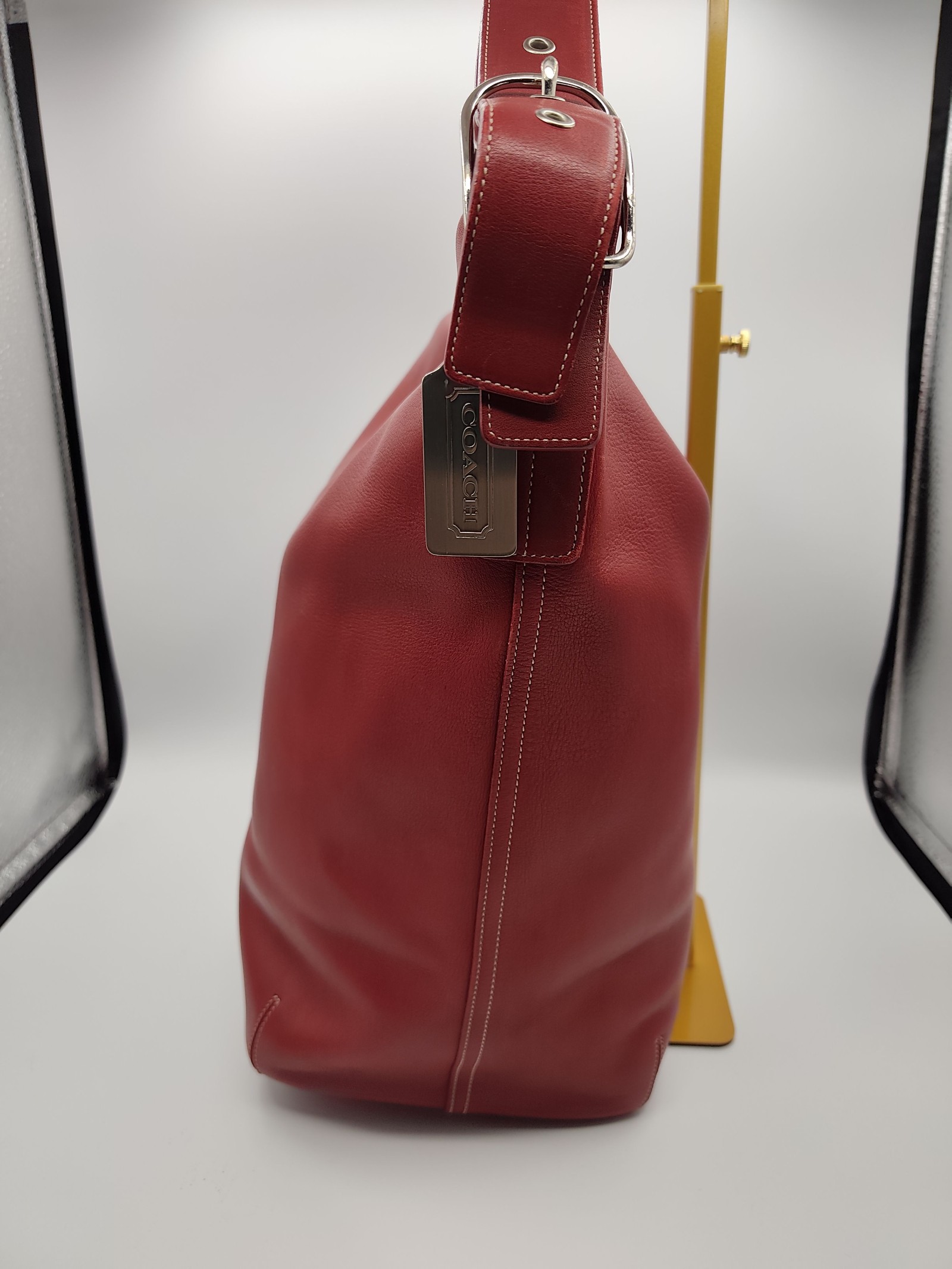 Coach Red Leather Hobo Shoulder Bag Women image 6