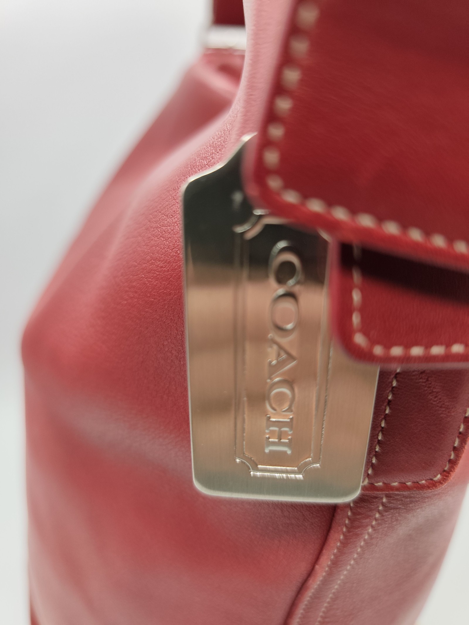 Coach Red Leather Hobo Shoulder Bag Women image 7