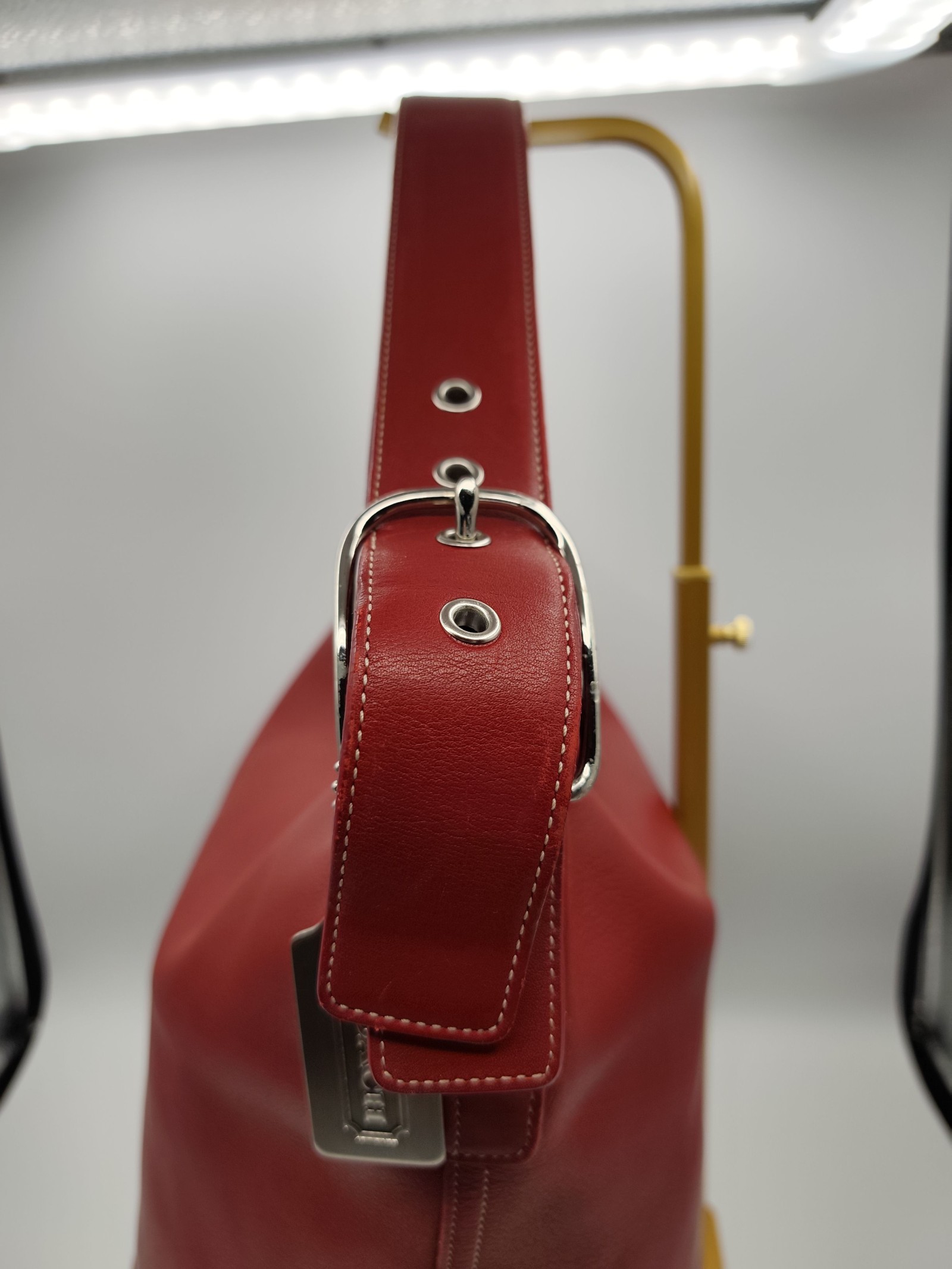 Coach Red Leather Hobo Shoulder Bag Women image 8