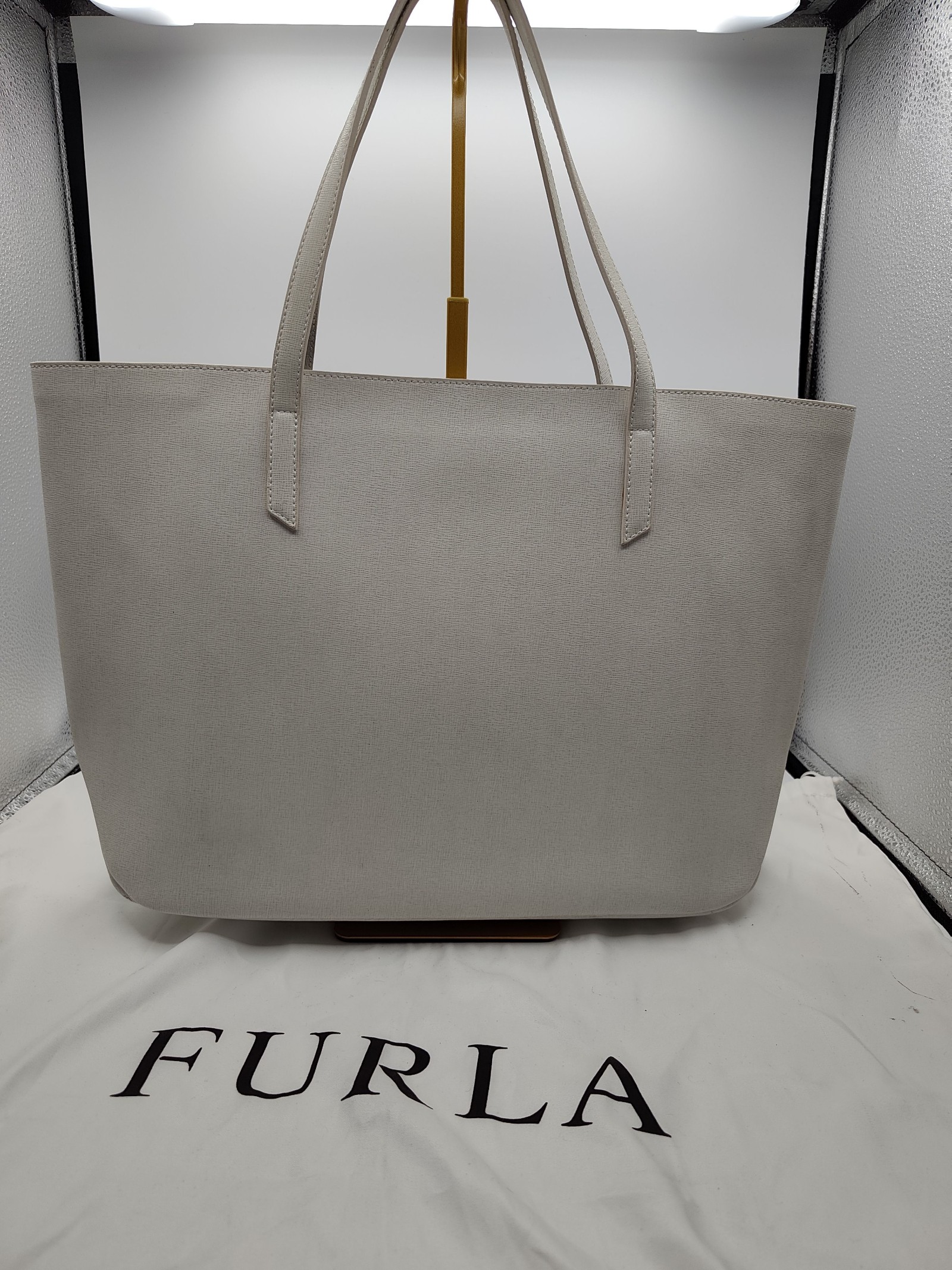 Furla White Saffiano Leather Tote Bag Women image 6