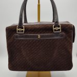 Bally Brown Monogram Leather & Suede Handbag