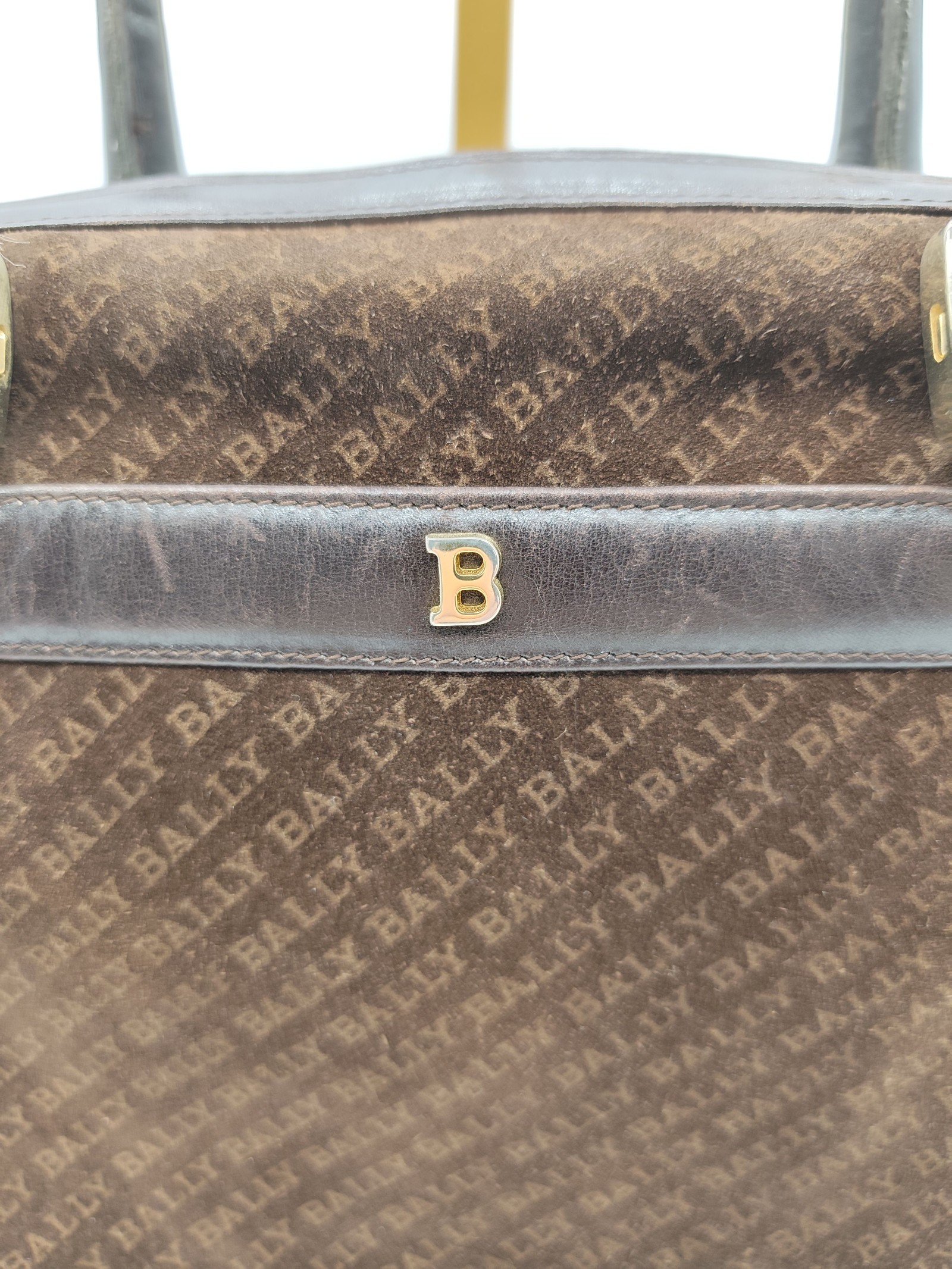 Bally Brown Monogram Leather & Suede Handbag image 2