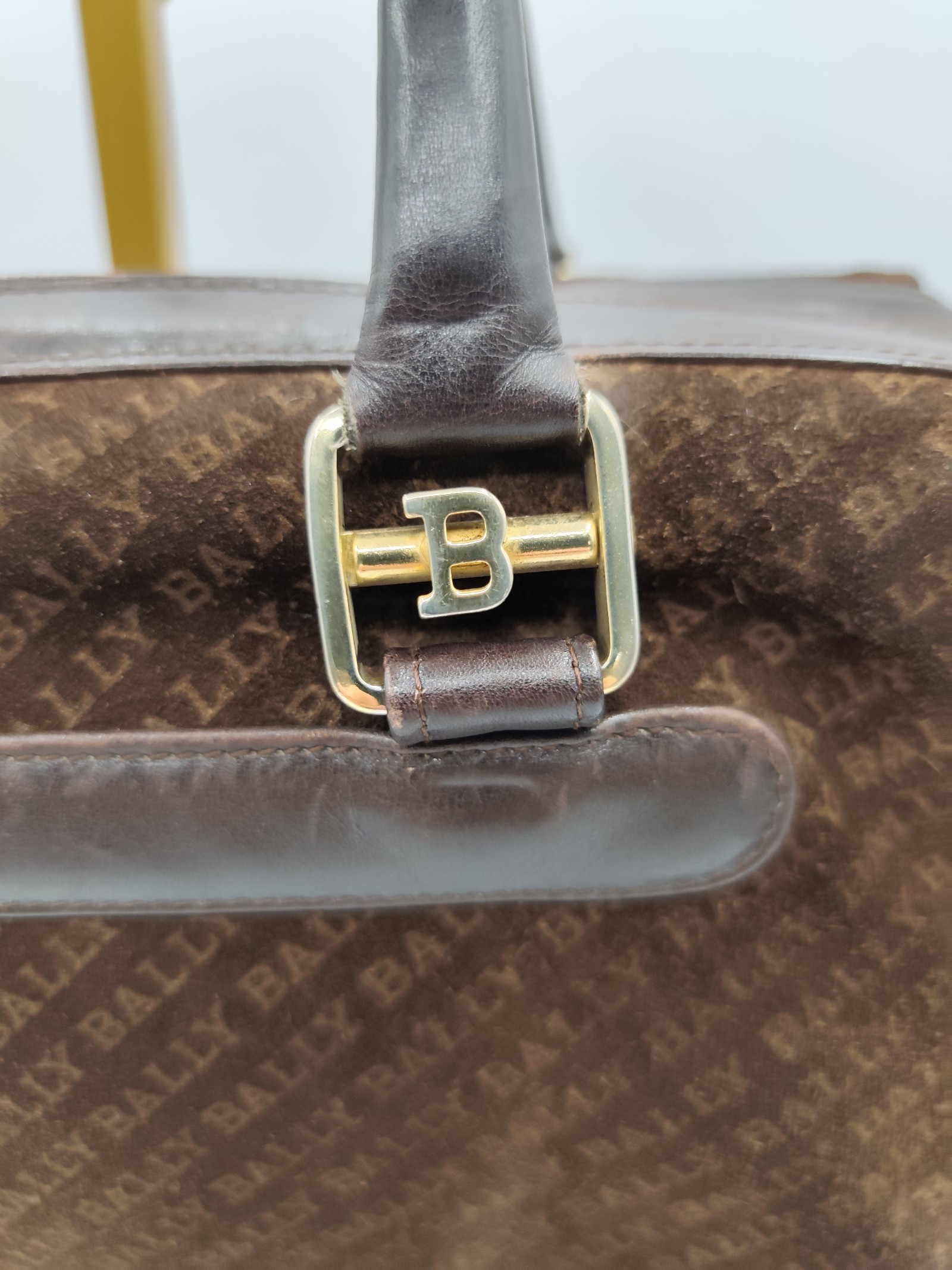 Bally Brown Monogram Leather & Suede Handbag image 3