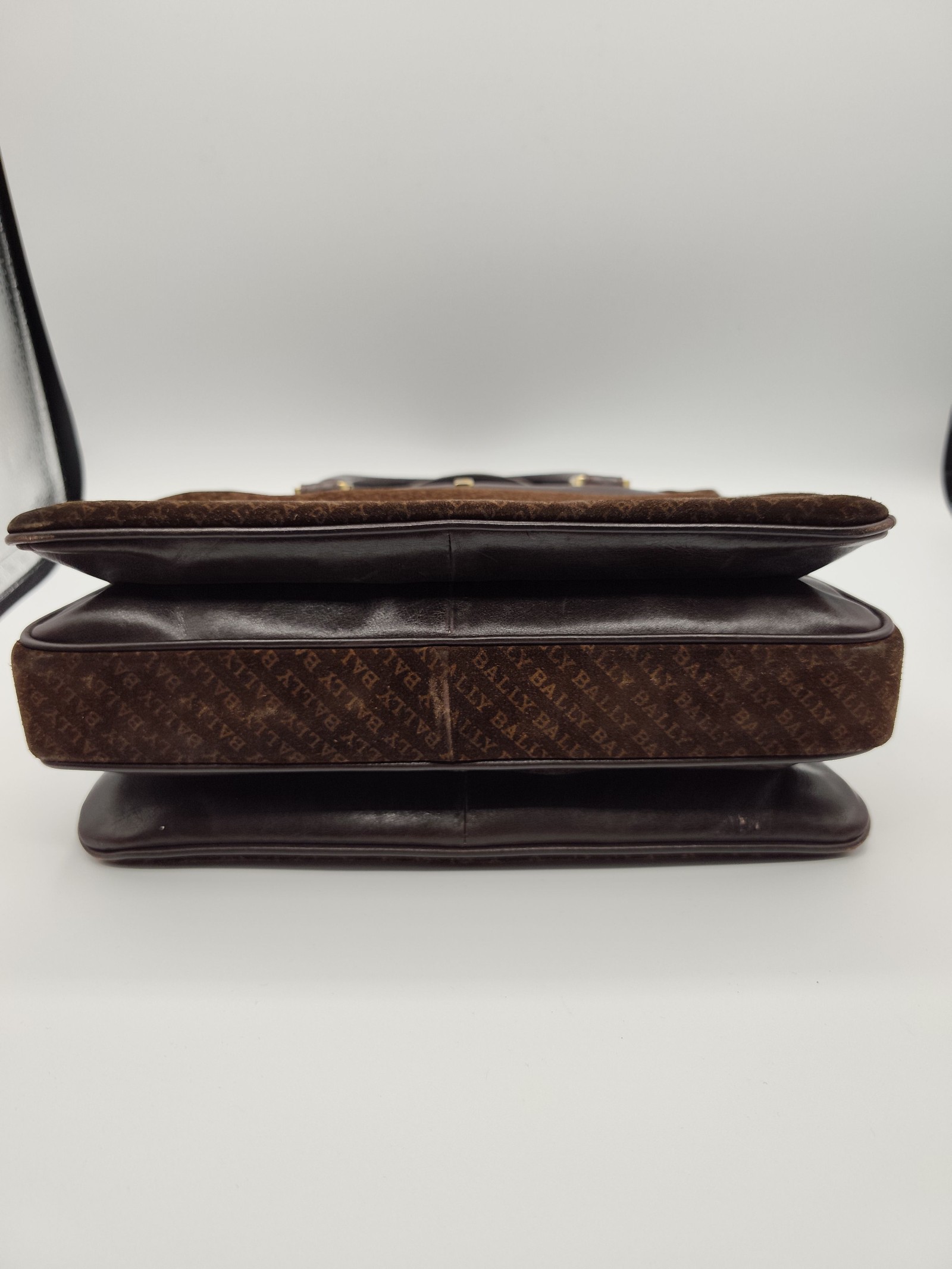 Bally Brown Monogram Leather & Suede Handbag image 10