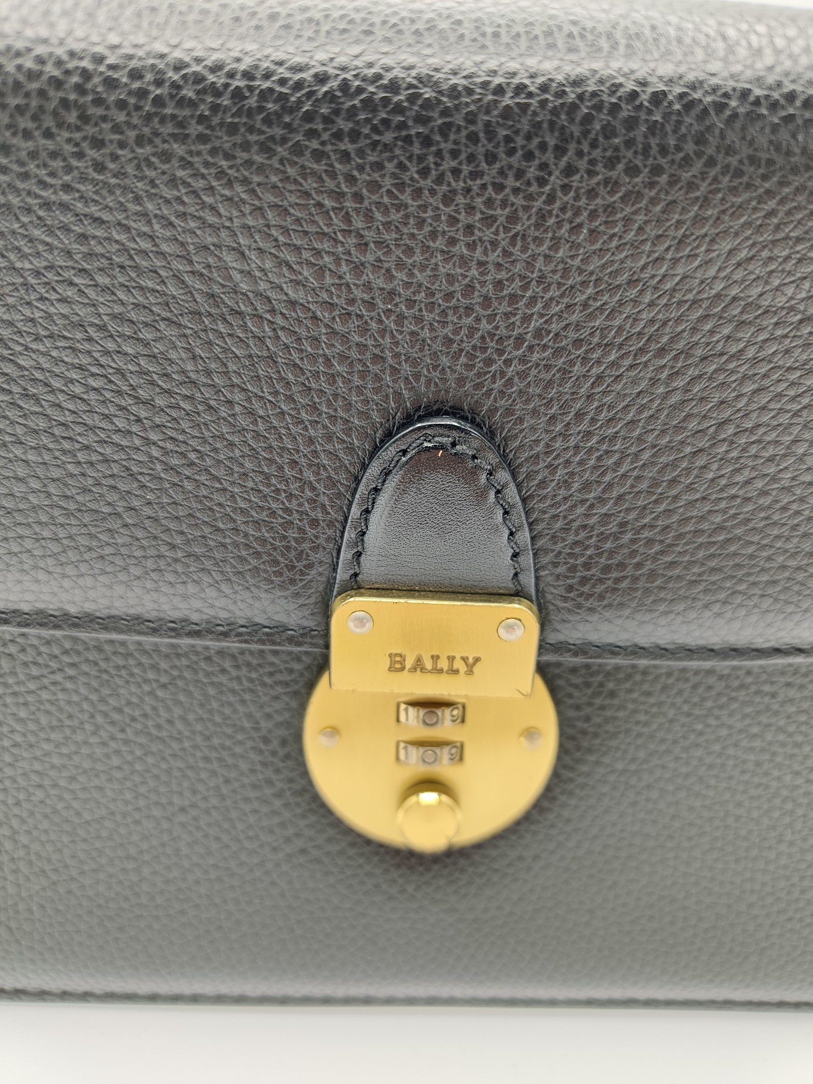 Bally Black Leather Wristlet Bag Gold Lock Other image 2