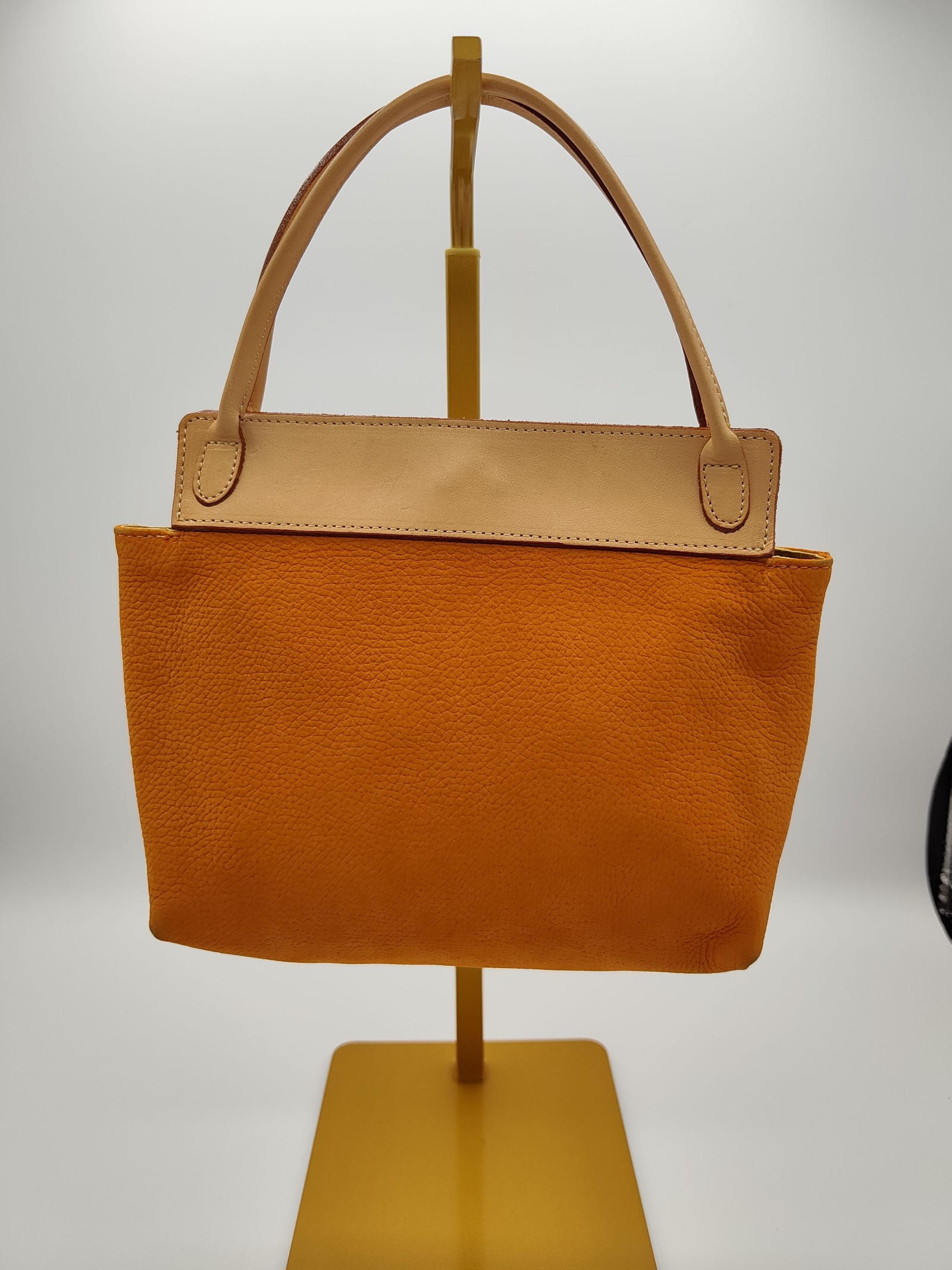 Kitamura Orange & Beige Leather Tote Bag small kids size image 2