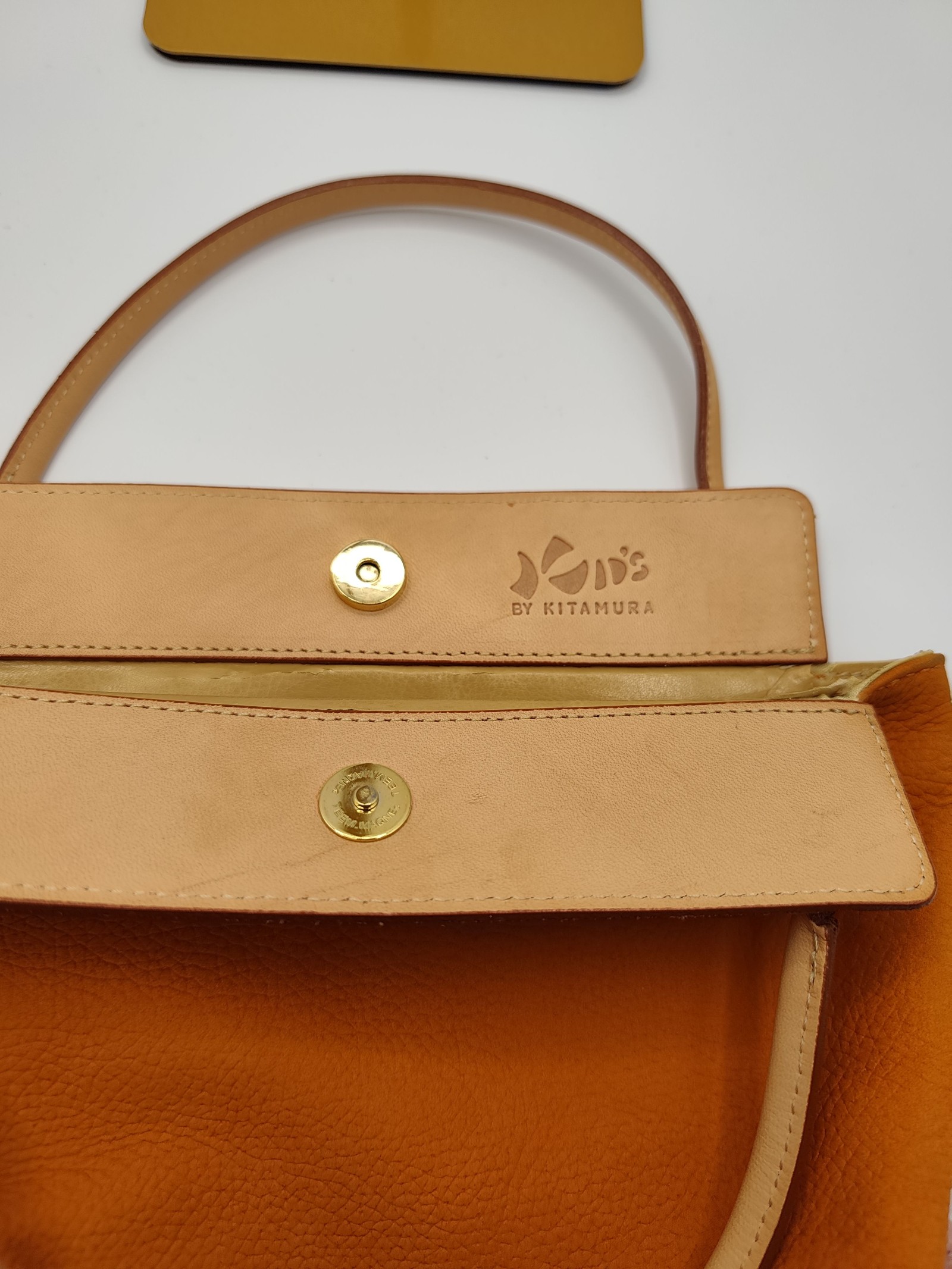 Kitamura Orange & Beige Leather Tote Bag small kids size image 3