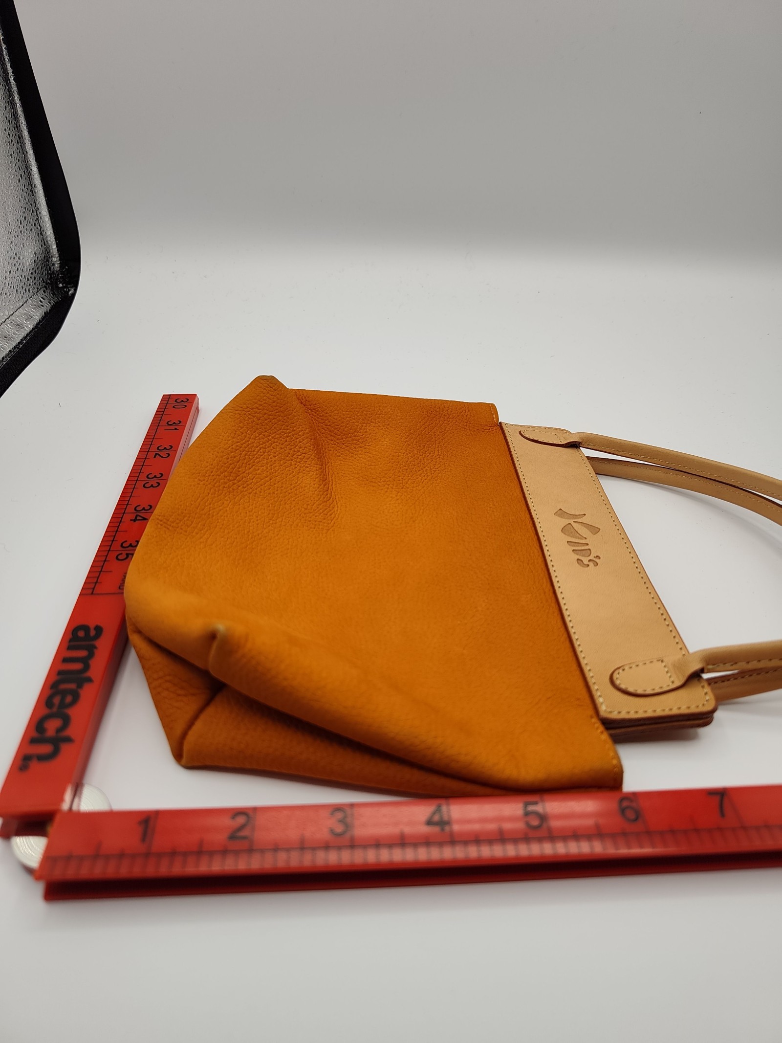 Kitamura Orange & Beige Leather Tote Bag small kids size image 9