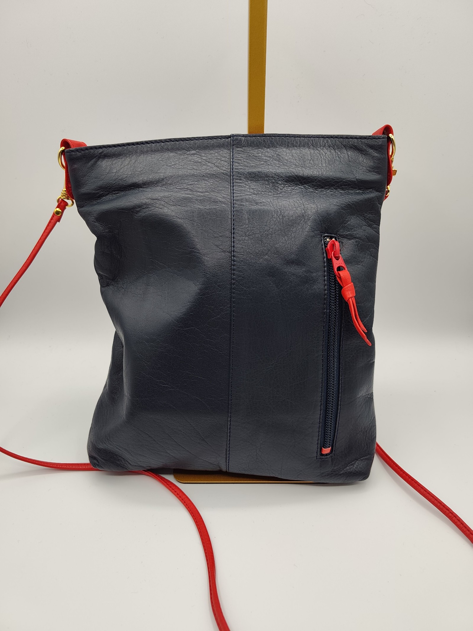 Kitamura Navy & Red Leather Crossbody Bag Other image 4