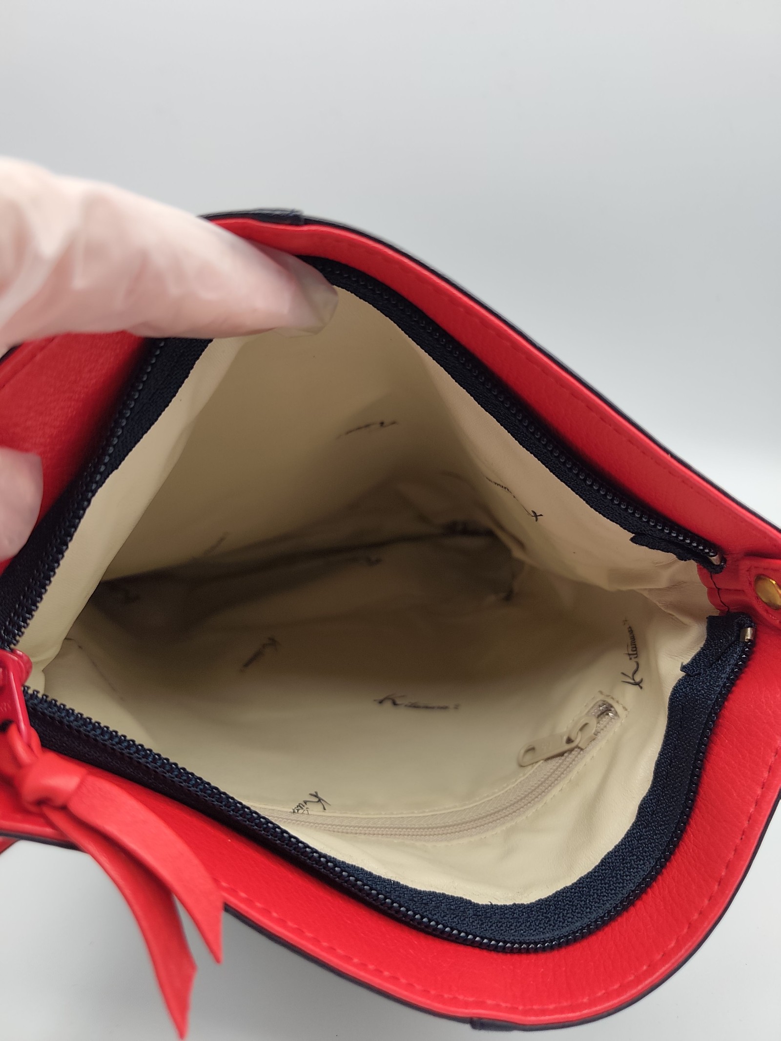 Kitamura Navy & Red Leather Crossbody Bag Other image 5