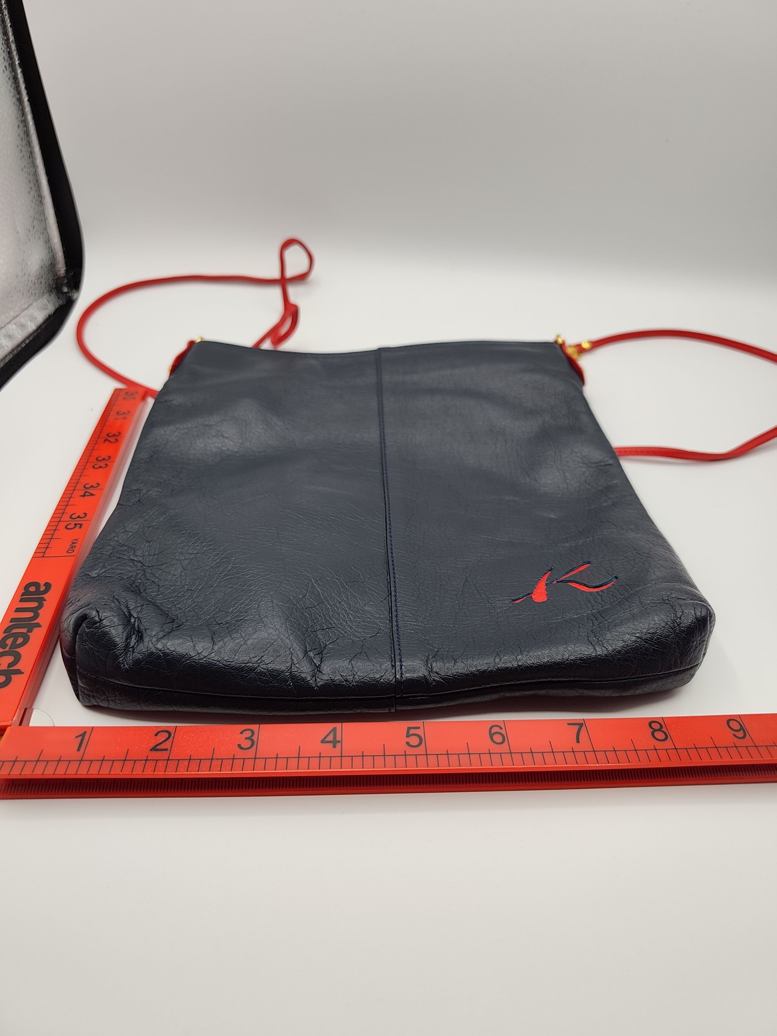 Kitamura Navy & Red Leather Crossbody Bag Other image 10