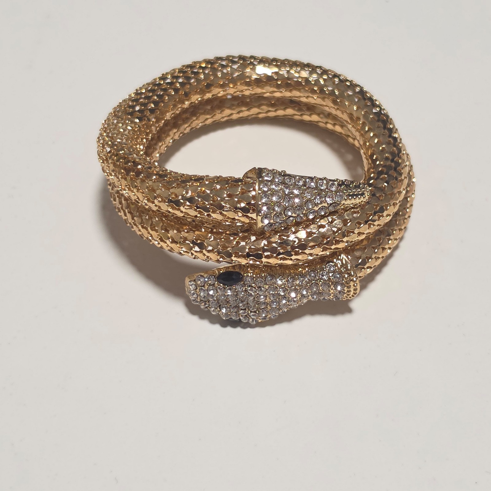 Costume Gold & Rhinestone Snake Bracelet. B3