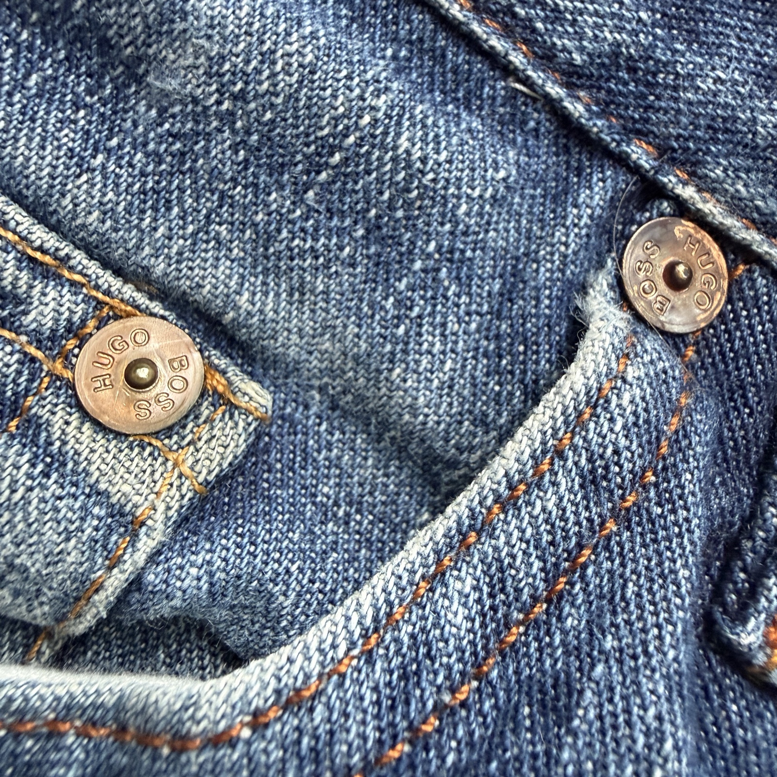 Hugo Boss Blue Denim Jeans 36 Waist Authentic Logo Button image 5