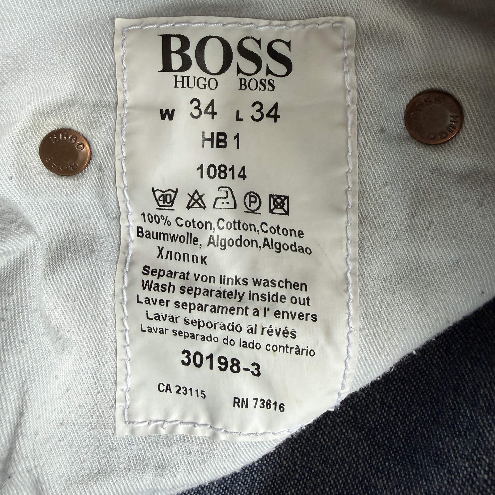 HUGO BOSS Mens Jeans W34 L34 Blue 100% Cotton Straight Leg image 6
