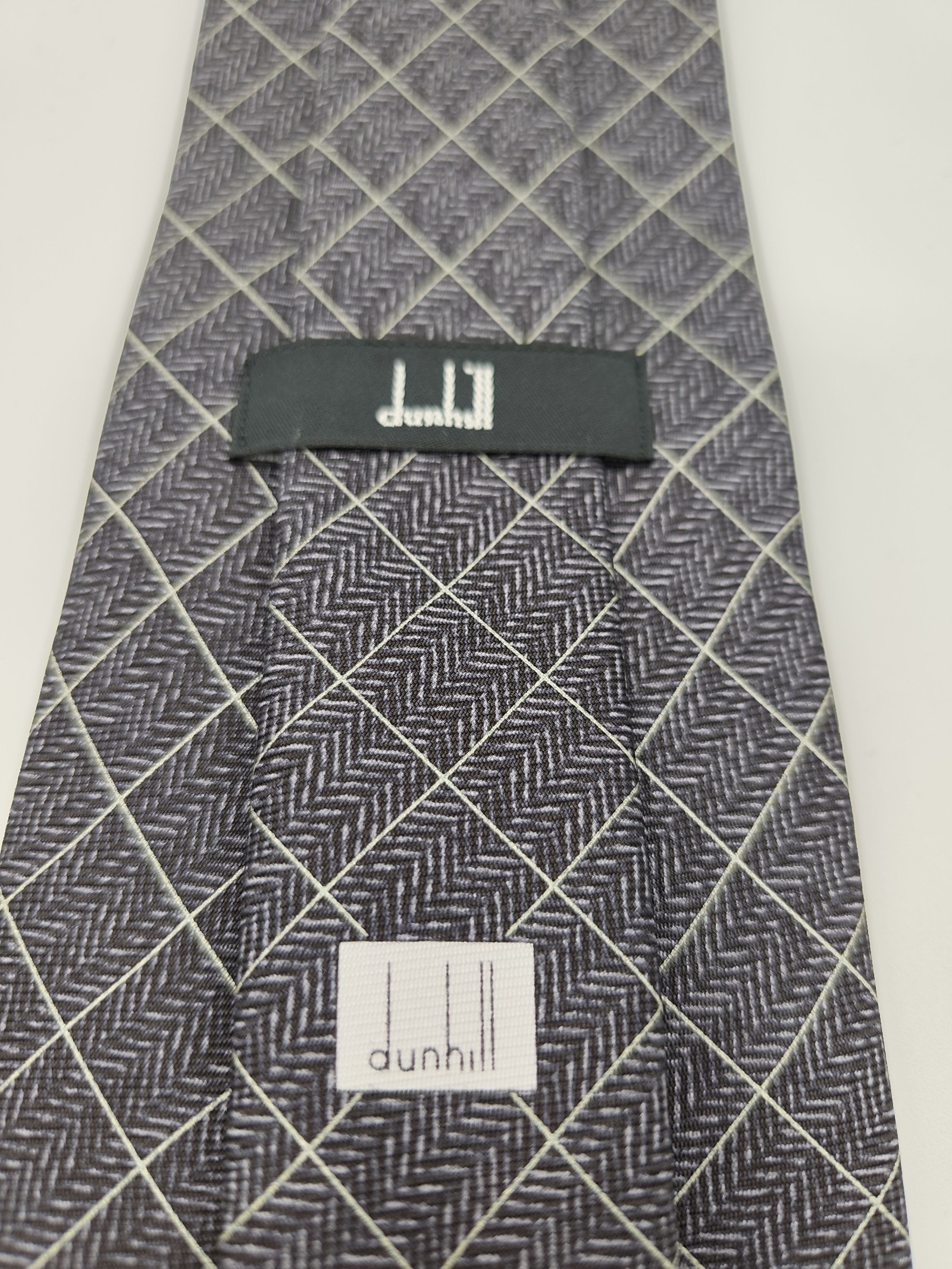 Dunhill Black & Grey Patterned Silk Tie image 3