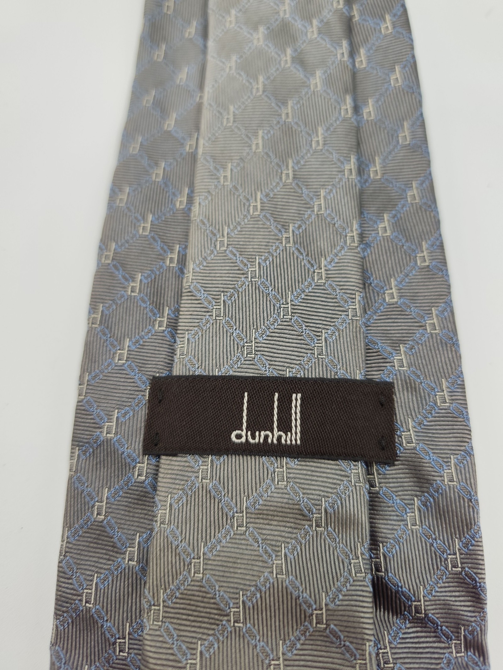 Dunhill Grey & Blue Patterned Silk Tie image 3