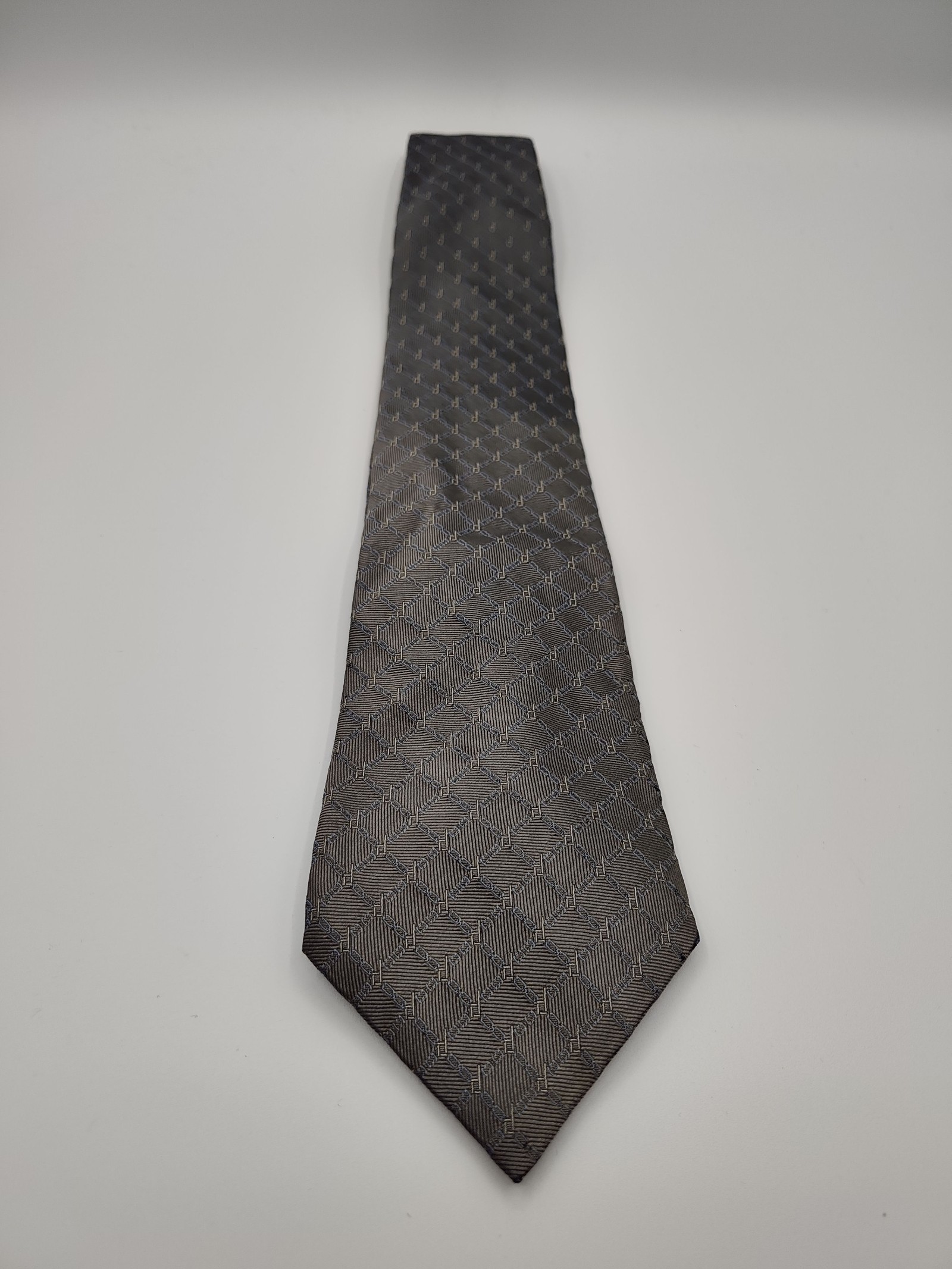 Dunhill Grey & Blue Patterned Silk Tie image 4