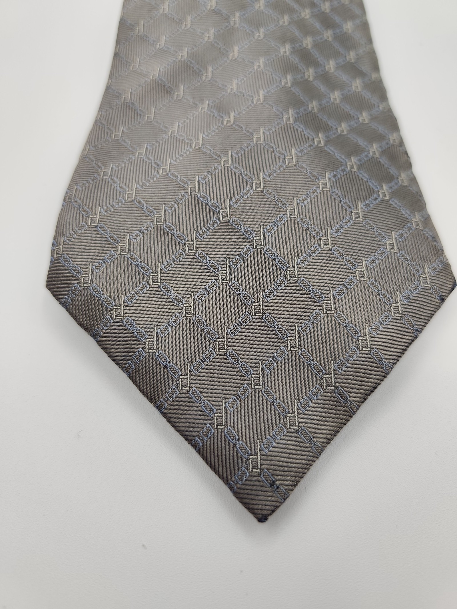Dunhill Grey & Blue Patterned Silk Tie image 5