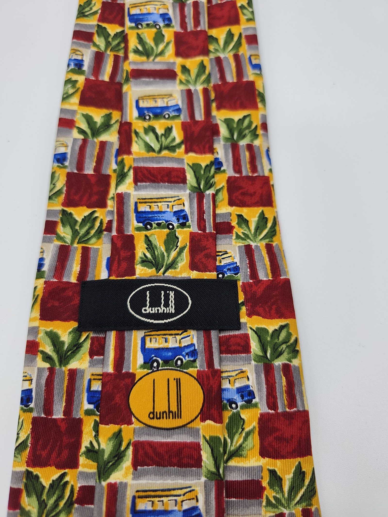 Dunhill Yellow, Red, Blue & Green Patterned Silk Tie Other image 2
