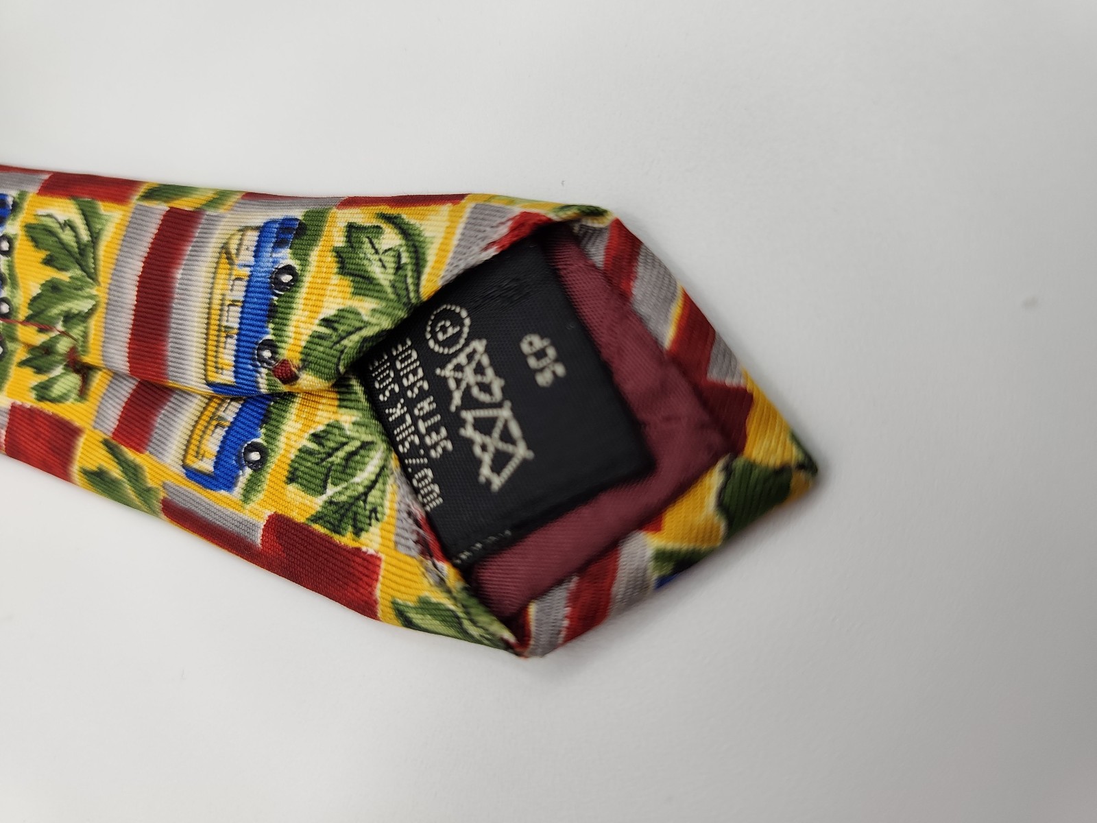 Dunhill Yellow, Red, Blue & Green Patterned Silk Tie Other image 6