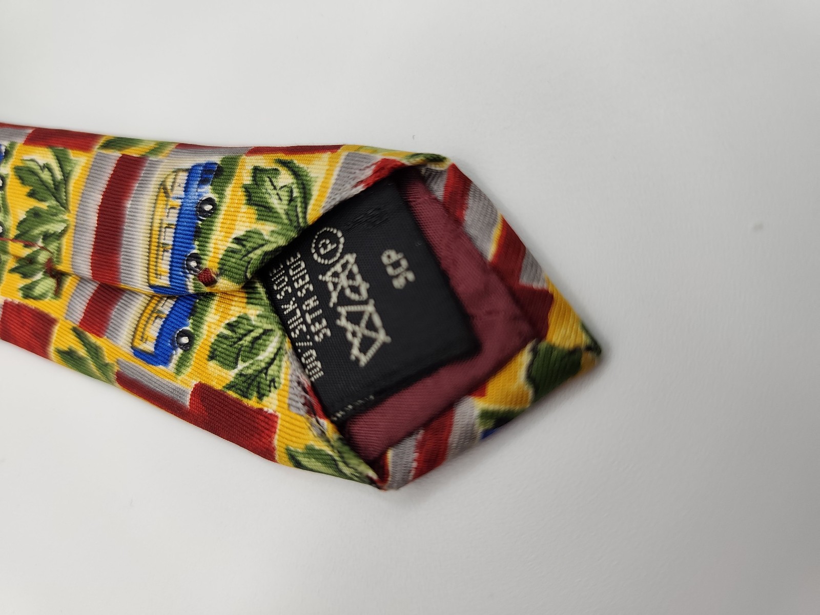 Dunhill Yellow, Red, Blue & Green Patterned Silk Tie Other image 7