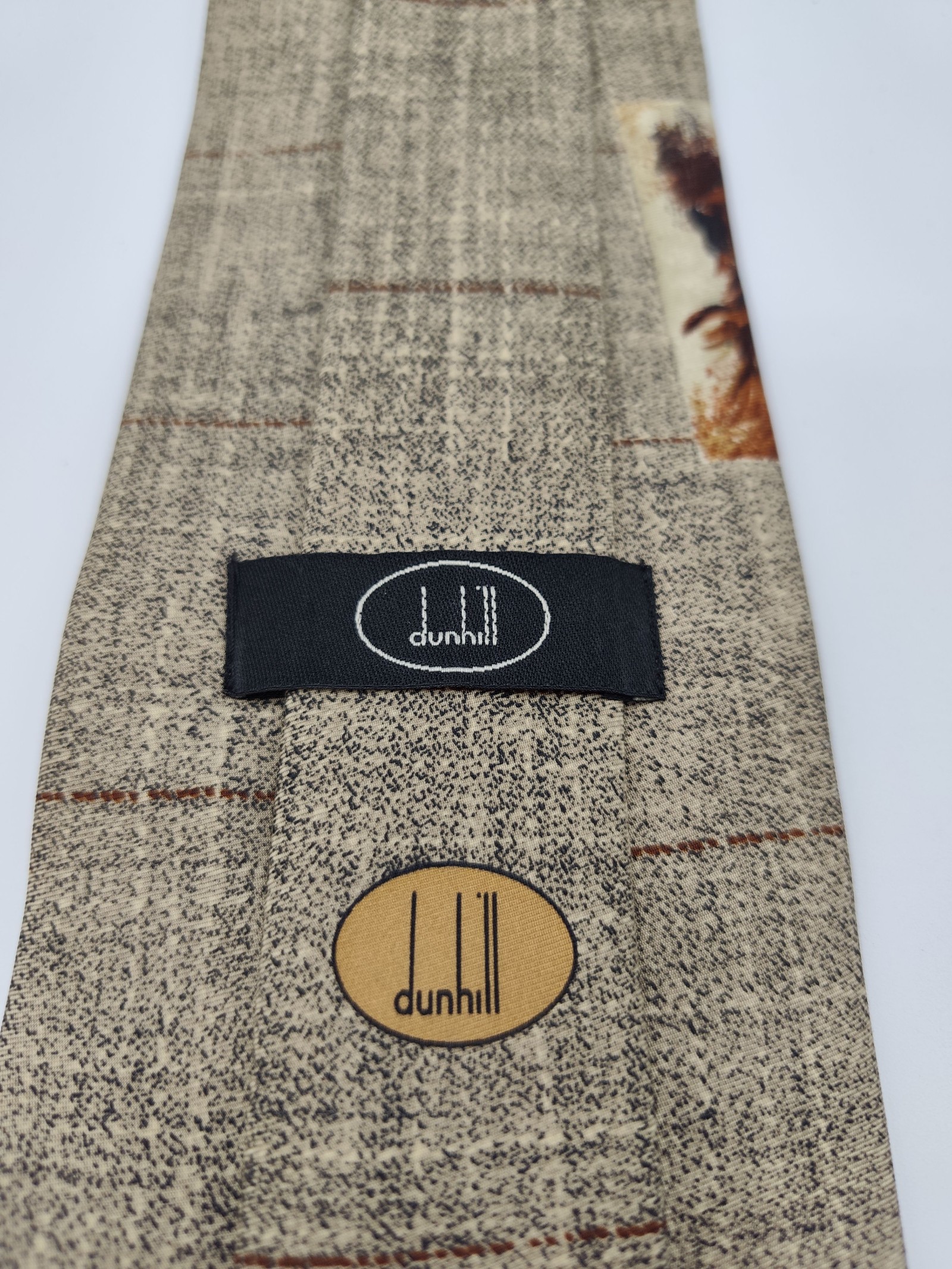 Dunhill Beige & Brown Dog Print Silk Tie Man's Best Friend II image 2