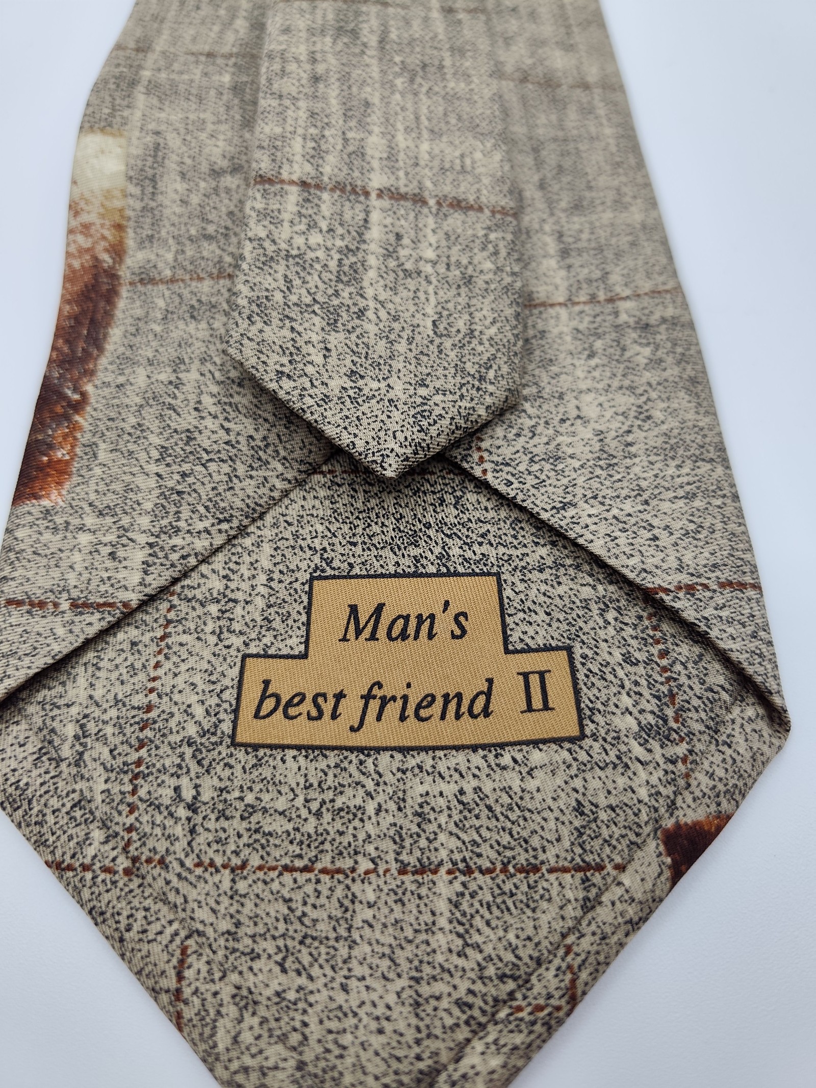 Dunhill Beige & Brown Dog Print Silk Tie Man's Best Friend II image 3